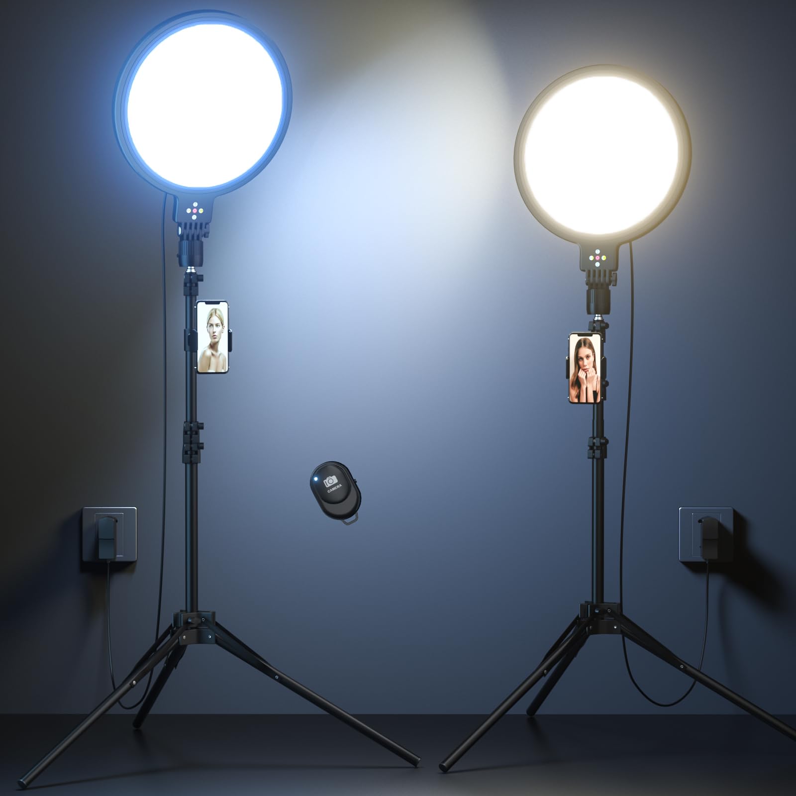 Mmcrz 2Pack Large Ring Light With 60'' Tripod Stand, 6500K Professional Full-Screen Big Ring Light For Selfie, Studio Video Photography, Tiktok, Youtube, Live Stream, Video Recording