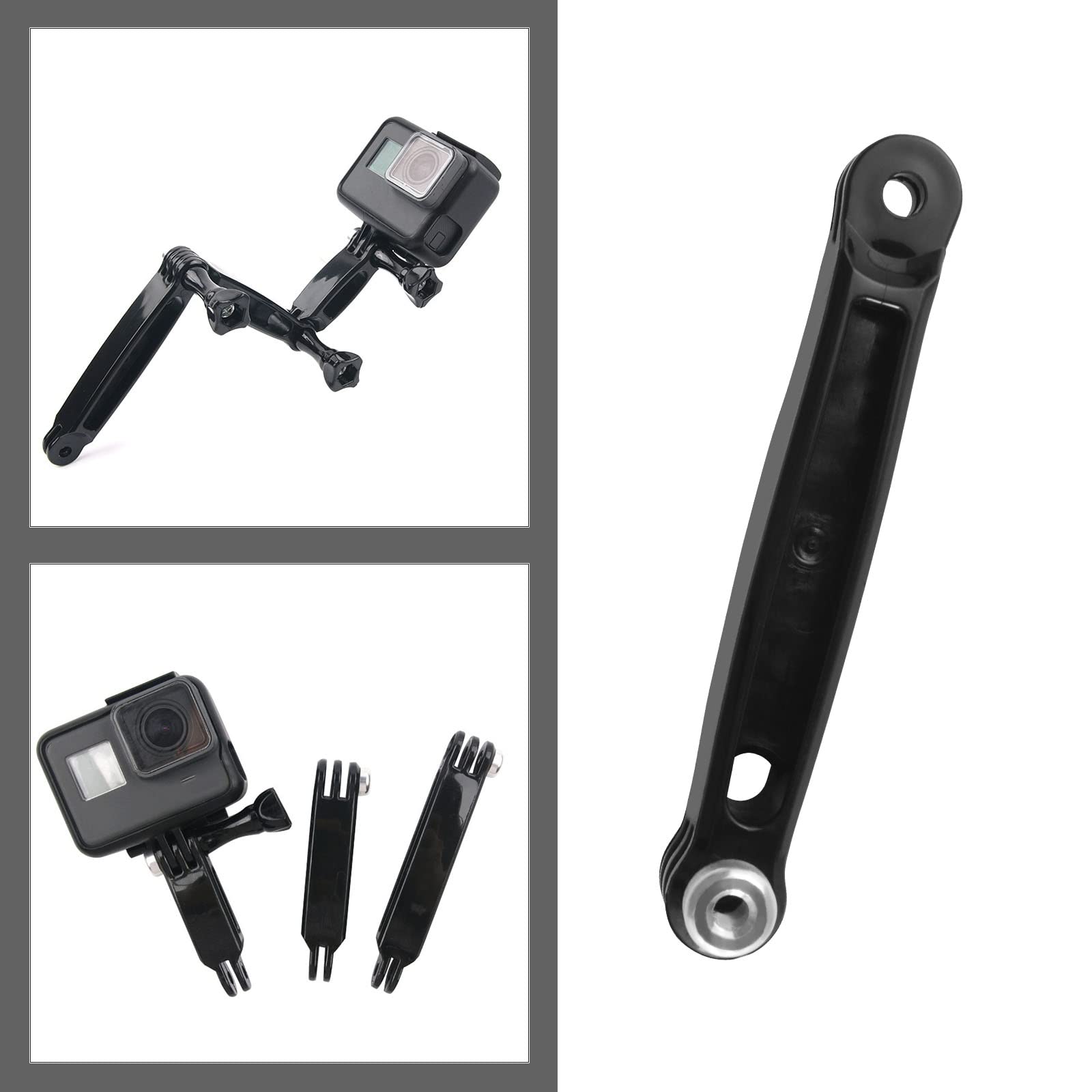 Ecsing 1 Set 3-In-1 Extension Arm Mount Kit Compatible With Sjcam Compatible With Insta360 Action Cameras Portable Extension Arm Mount Rod Bracket Stand
