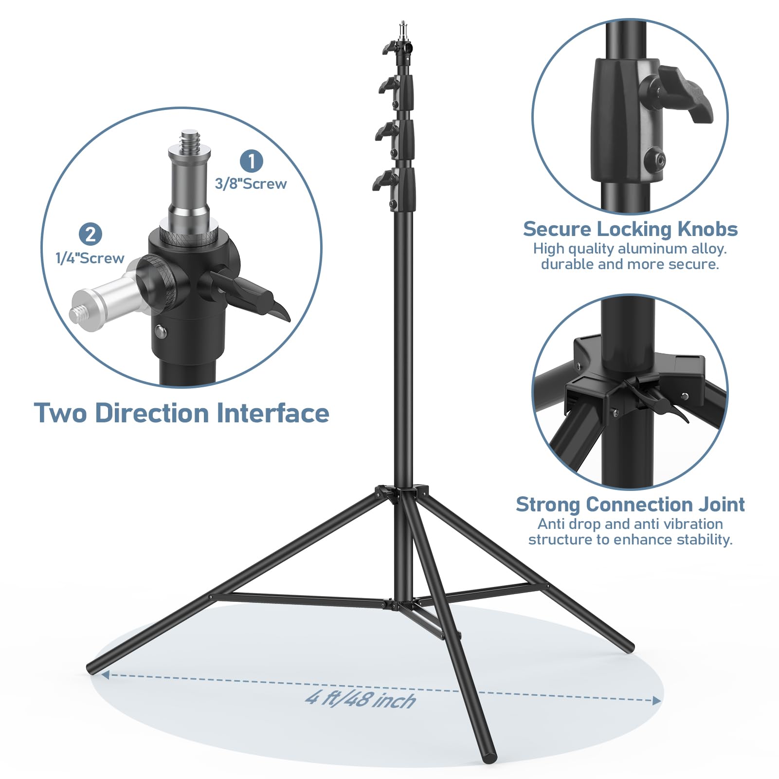 Sdfghj 13.1' Heavy Duty Light Stand Photography, 157.2In/4M Adjustable Metal Professional Sky High Tripod With Air Cushioned With 1/4"& 3/8" Screw Adapter Compatible With Most Dslr Cameras