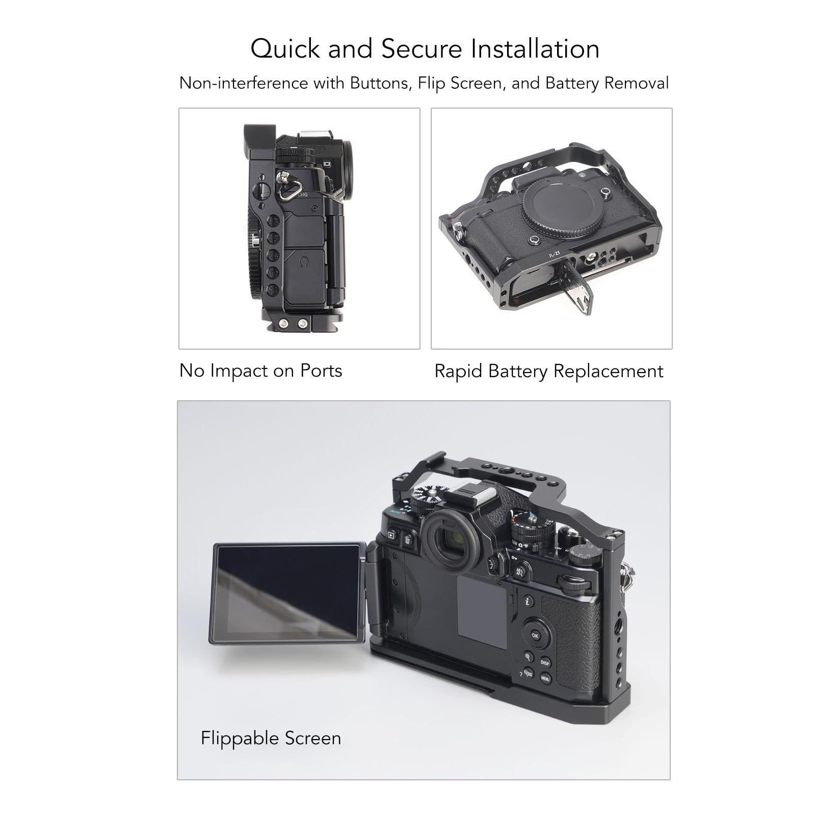 Anggrek Video Rig Camera Stabilizer, Camera Cage 1/4In 3/8In Thread Holes Rustproof Aluminum Alloy For Vlogging