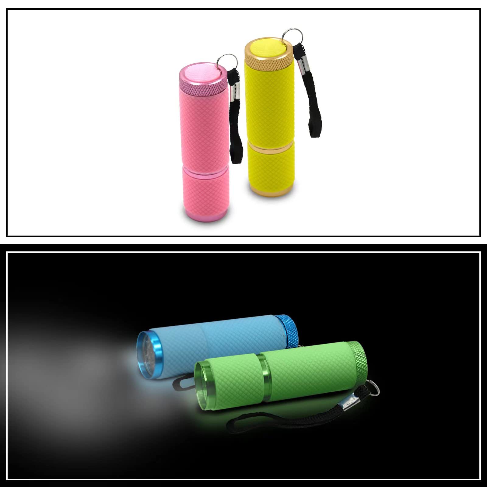 Dafuriet 4 Pack Mini Flashlights, 9 Led Glow-In-The-Dark Aluminum Lights With Straps – Perfect For Camping, Hiking, And Emergency