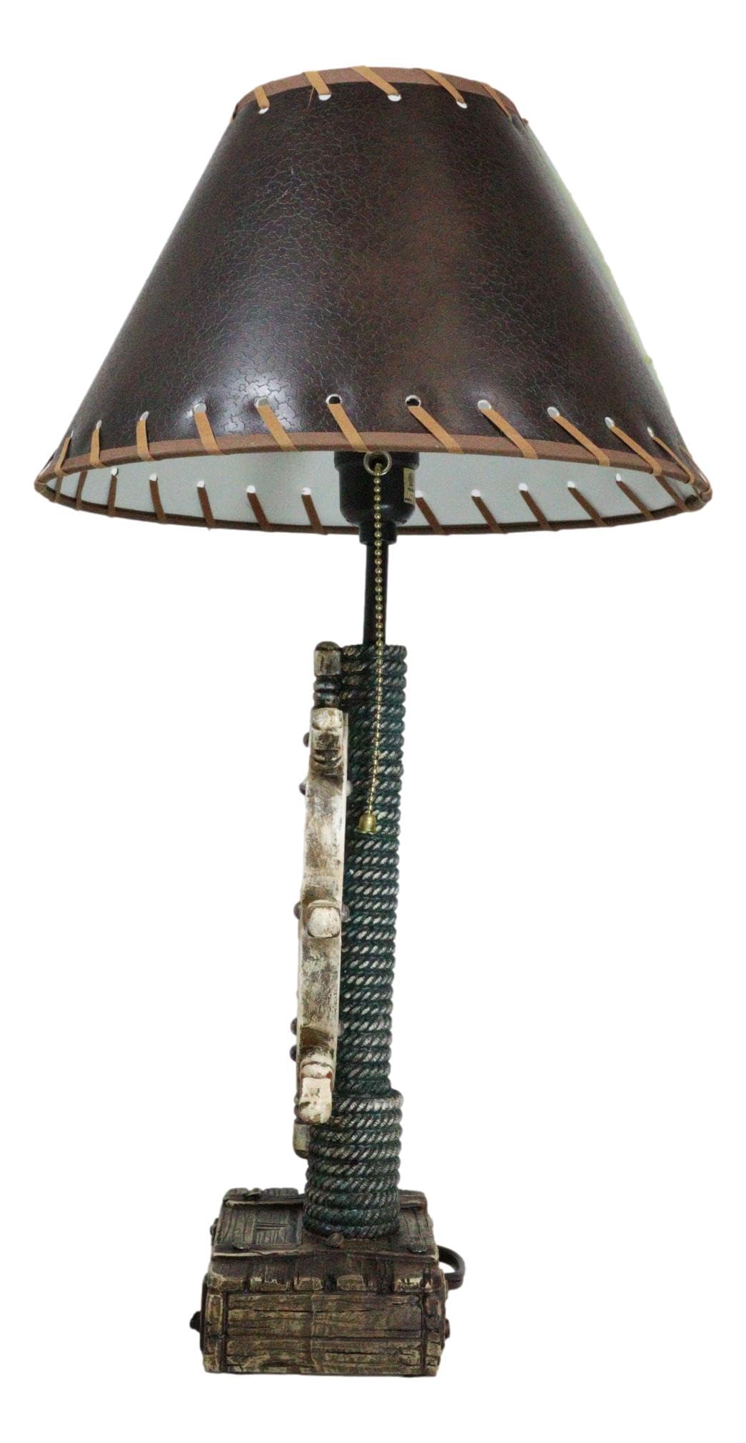 Ebros Gift Rustic Sea Nautical Pirate Life Ship Helm Steering Wheel Table Lamp With Ornate Shade Ocean Shore Home Decor Desktop Lamps Figurine