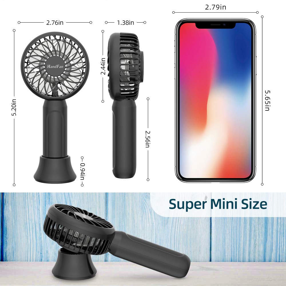 Handfan Mini Portable Handheld Fan, 3-Speeds Usb Rechargeable Pocket Fan With Natural Wind Mode