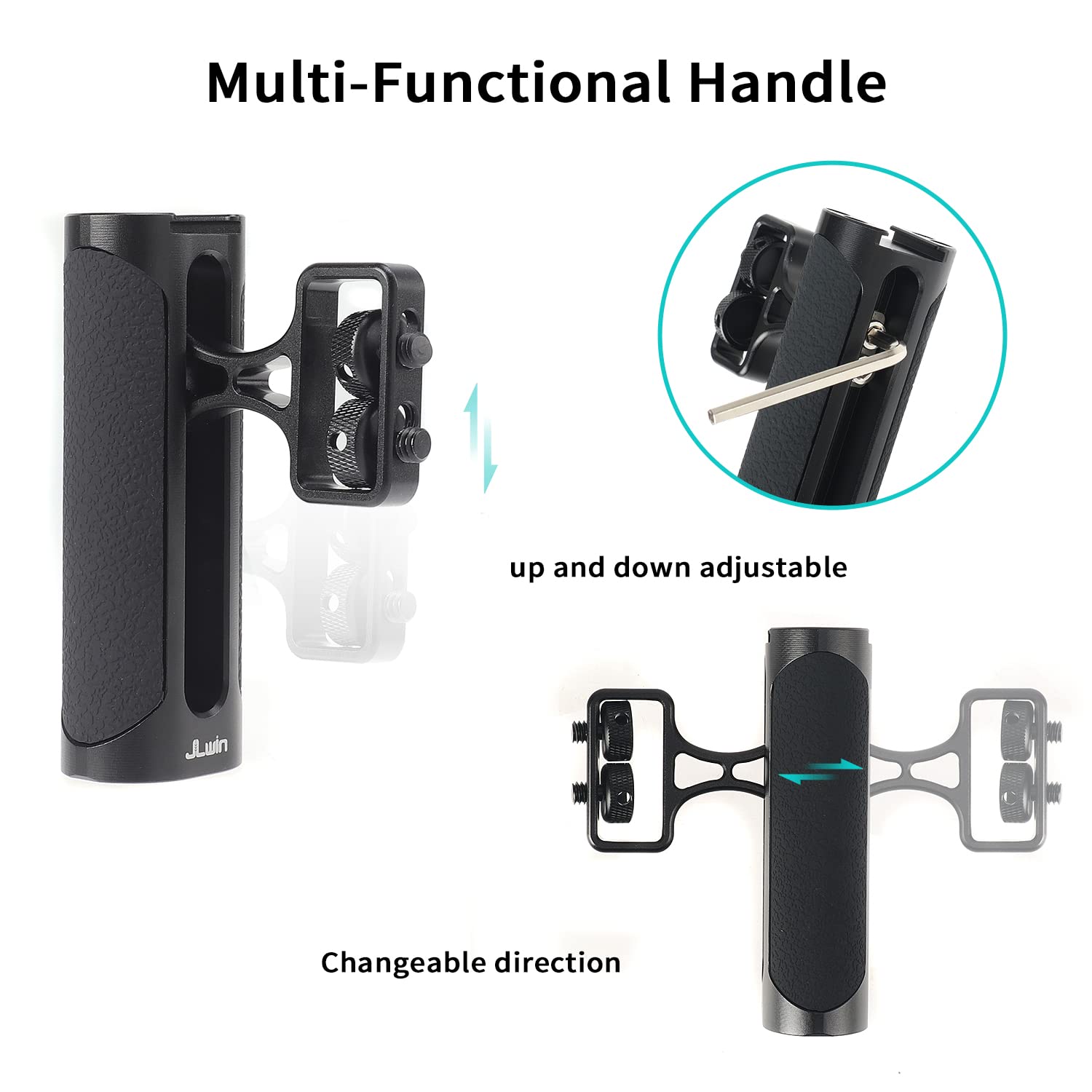 Foeasy Foto4Easy Universal Camera Side Handle,Adjustable Up And Down Side Handle Grip For Dslr Camera Cage,1/4"-20 Screw Hole And Cold Shoe Mount For Camnera Accessories