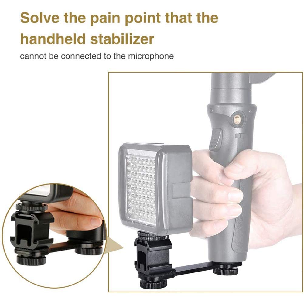 Senmubery Triple Cold Shoe Mount Universal Bracket Holder For Led Video Light Dslr Phone Gimbal Stabilizer