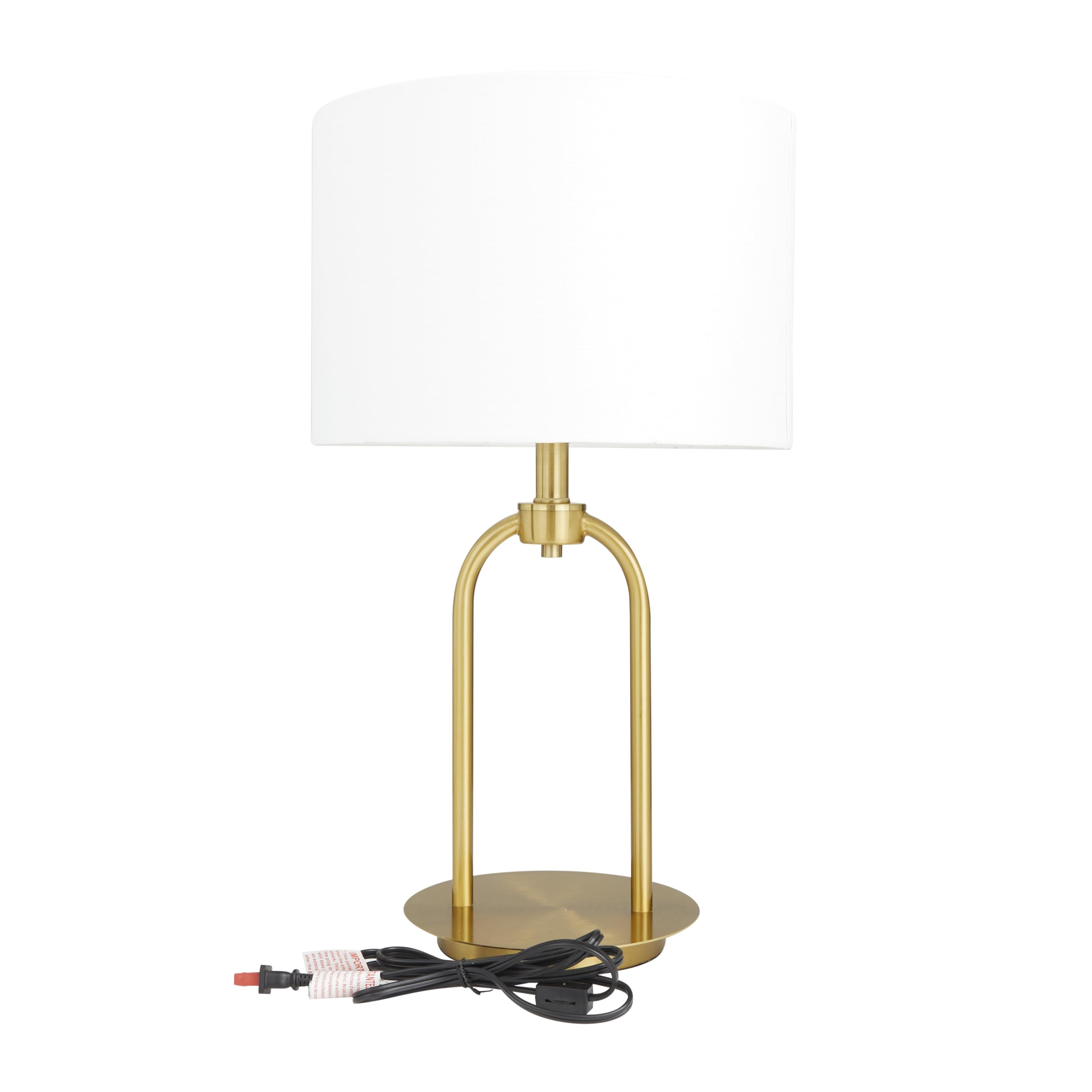 Cosmoliving By Cosmopolitan Deco 79 Metal Room Table Lamp Arched Accent Lamp With Drum Shade, Lamp 7" X 7" X 19", Gold