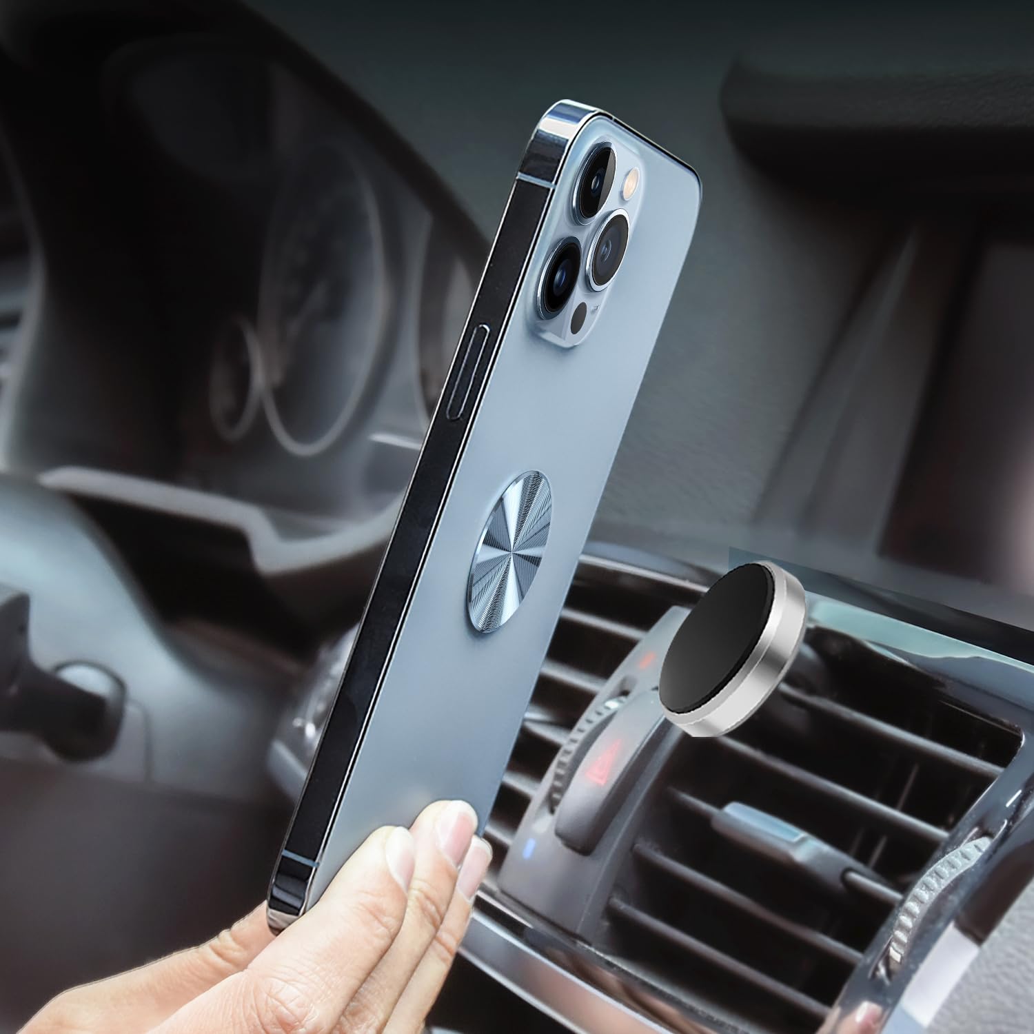 Kismer Metal Plate Sticker 2 Pack For Magnetic Phone Car Mount Holder Cradle Adhesive (Compatible With Magnetic Mounts) - Cd Pattern 1.65 Inch Round Universal, Black