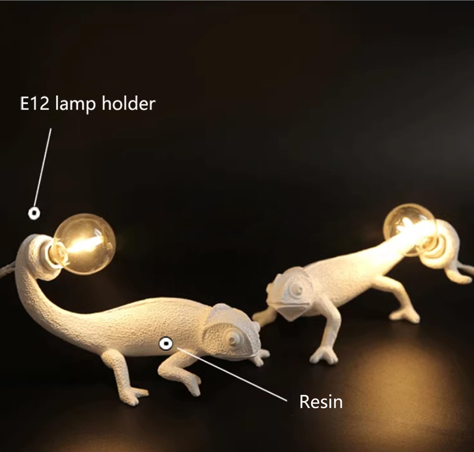 Lazhug Modern Resin Small Animal Table Lamp,Cute Led Chameleon Aesthetic Lamp Kids Nightstand Lamp Bedroom Lizard Decor Funky Light (White Lizard)