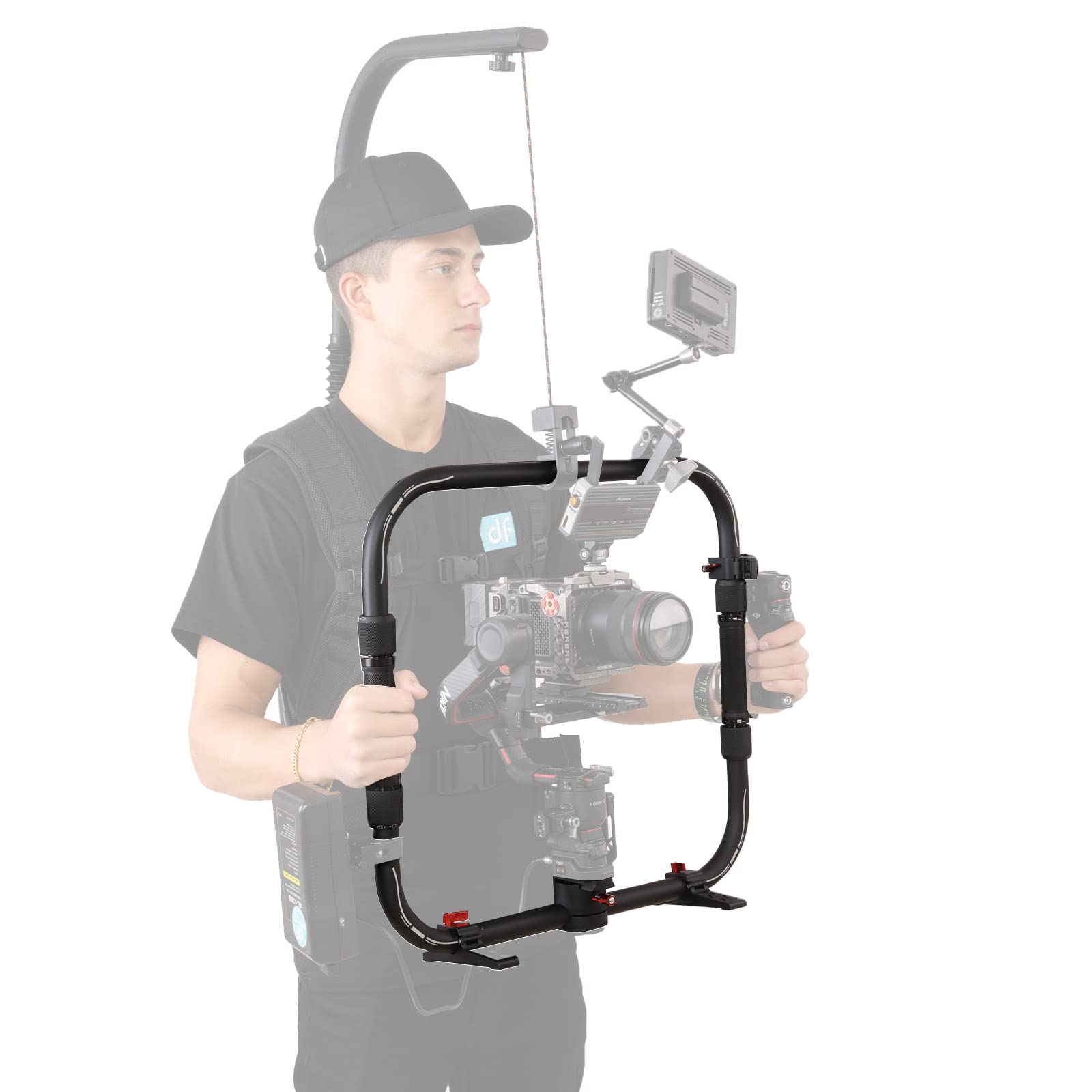 Difesuro Rs 2 Ring Grip,Df Digitalfoto Rs2 Rs 3 Pro Basic Support System Dual Handle Ring Compatible With Dji Rs 2 Gimbal,Including Rosette Adapter And Clamp