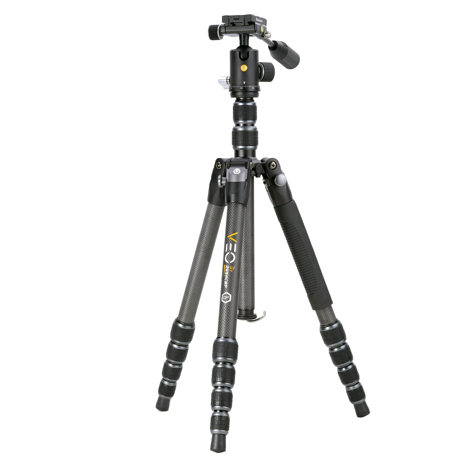 Vanguard Veo3T265Hcbp Carbon Fiber Travel Tripod With Ball Head, Removeable Pan Handle, And Quick Shoe With Built-In Smartphone Holder