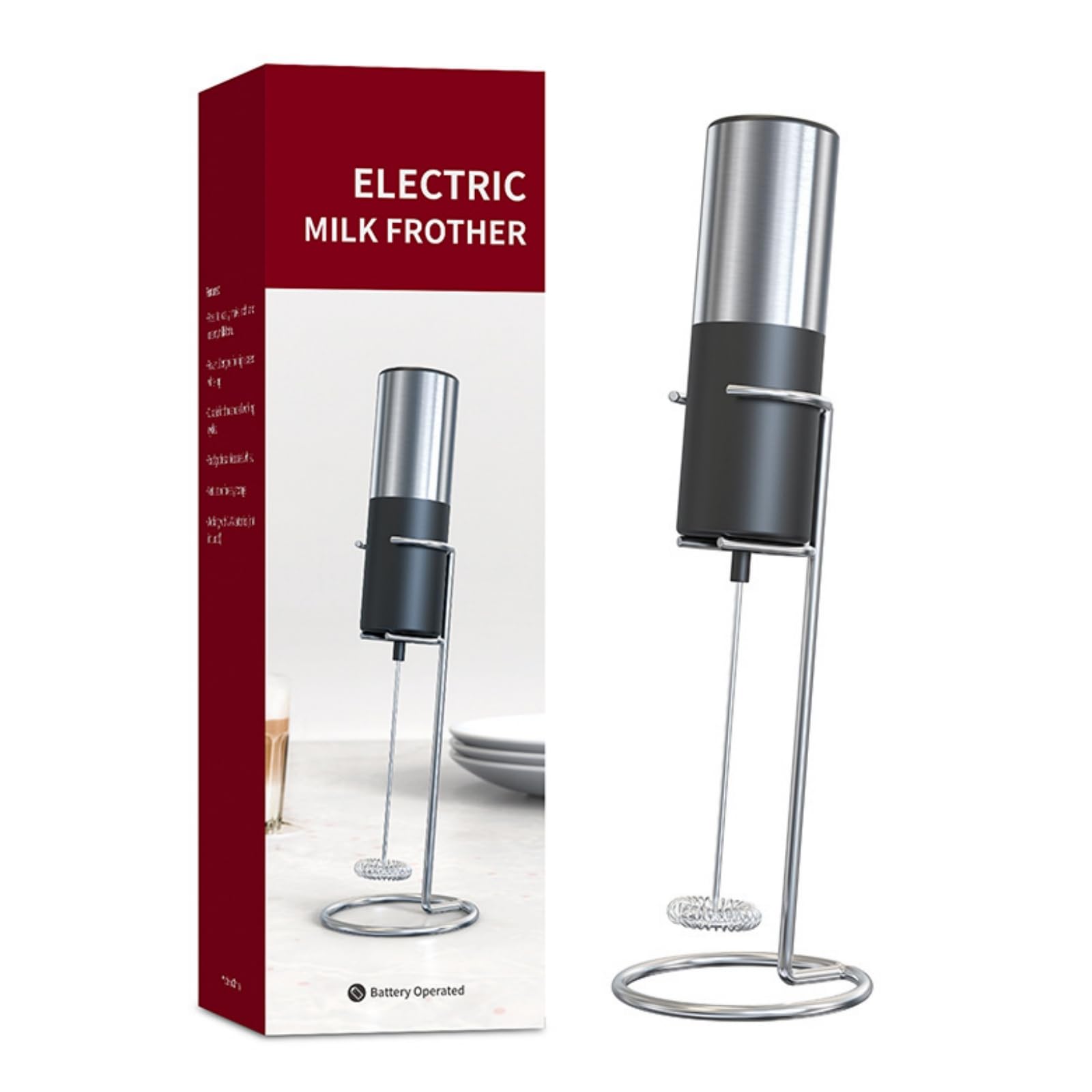 Taolivingmart Milk Frother Handheld For Coffee Electric Hand Blender, Mini Drink Mixer Whisk & Coffee Foamer Wand With Stand For Lattes, Cappuccino, Matcha And Hot Chocolate Kitchen s (Black+ Holder)