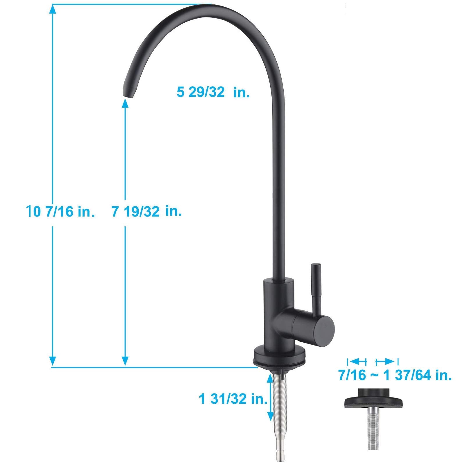 Apaix Drinking Water Faucet Matte Black, Kitchen Water Purifier Faucet For Non-Air Gap Reverse Osmosis Water Filtration System