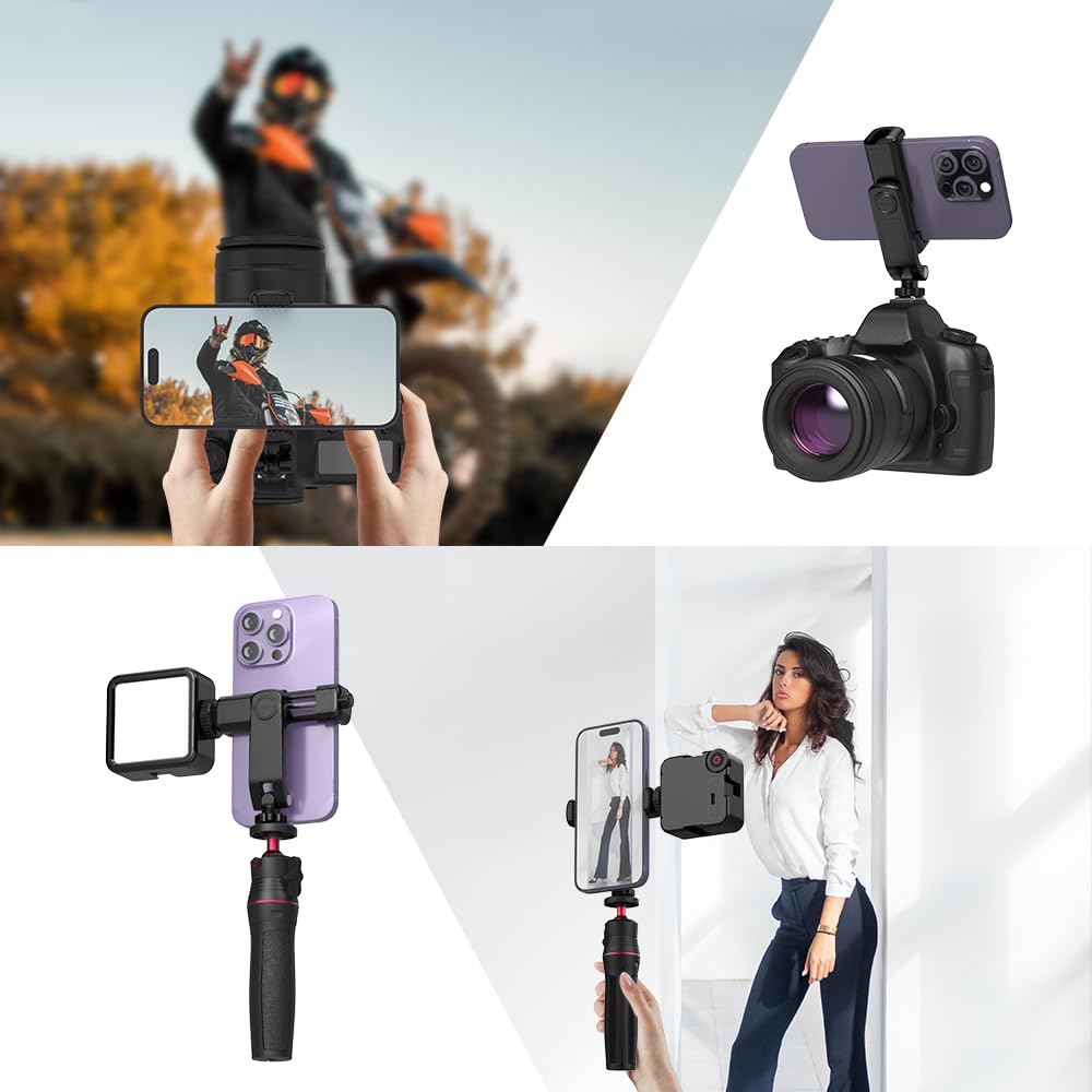 Soh Mingying Soh Camera Hot Shoe Phone Holder Tripod Mount, Flexible Phone Tripod Mount Adapter With Cold Shoe For Microphone Led Light For Iphone 16/15/14/13, Samsung Pixel Canon Nikon Dslr Camera Photography