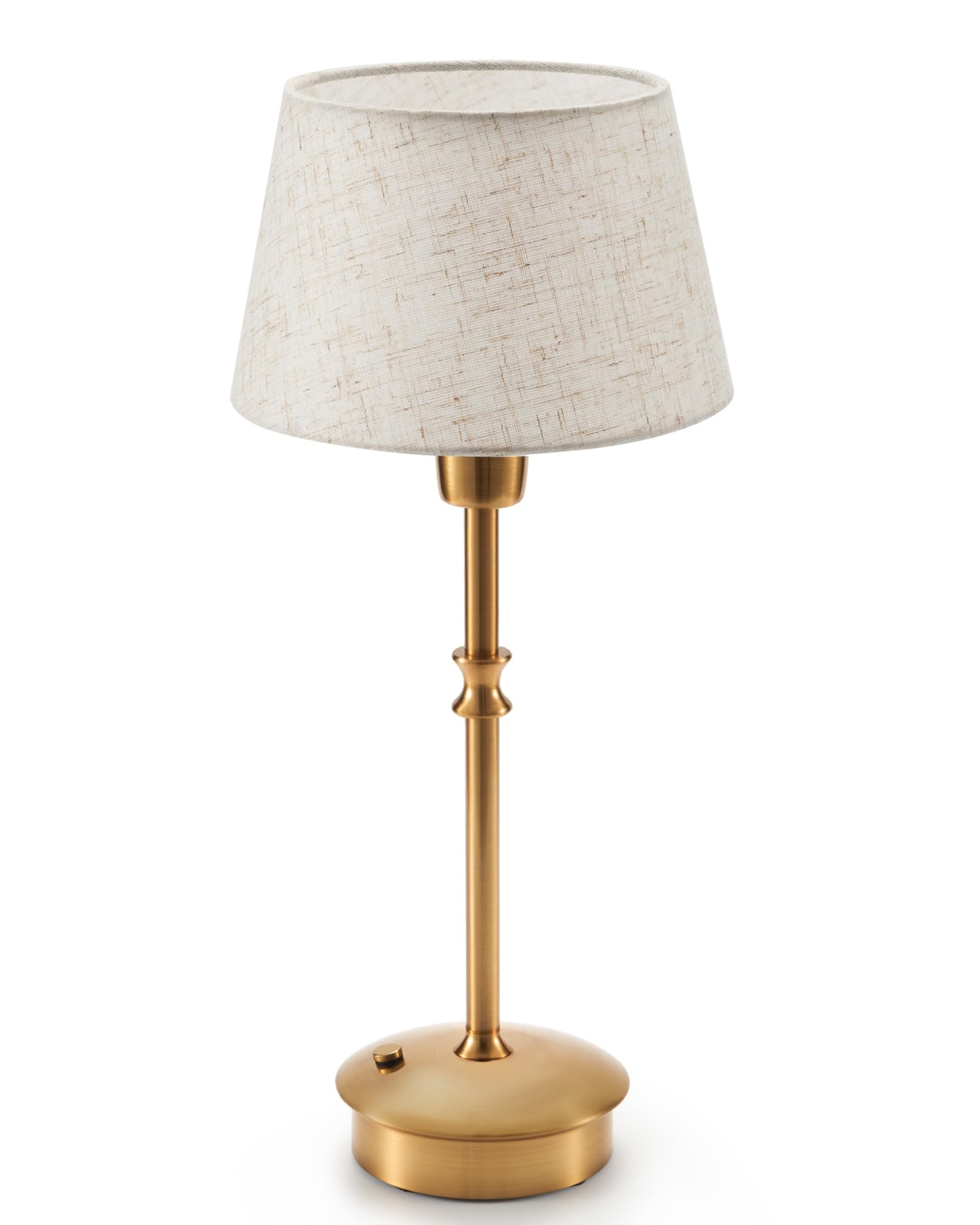 Umexus Cordless Lamp Rechargeable Table Lamps, 5000Mah Battery Operated Lights, 3 Level Brightness Dimmable, Portable Night Bedside Light For Patio, Restaurant, Dining, Fabric Shade, Antique Brass