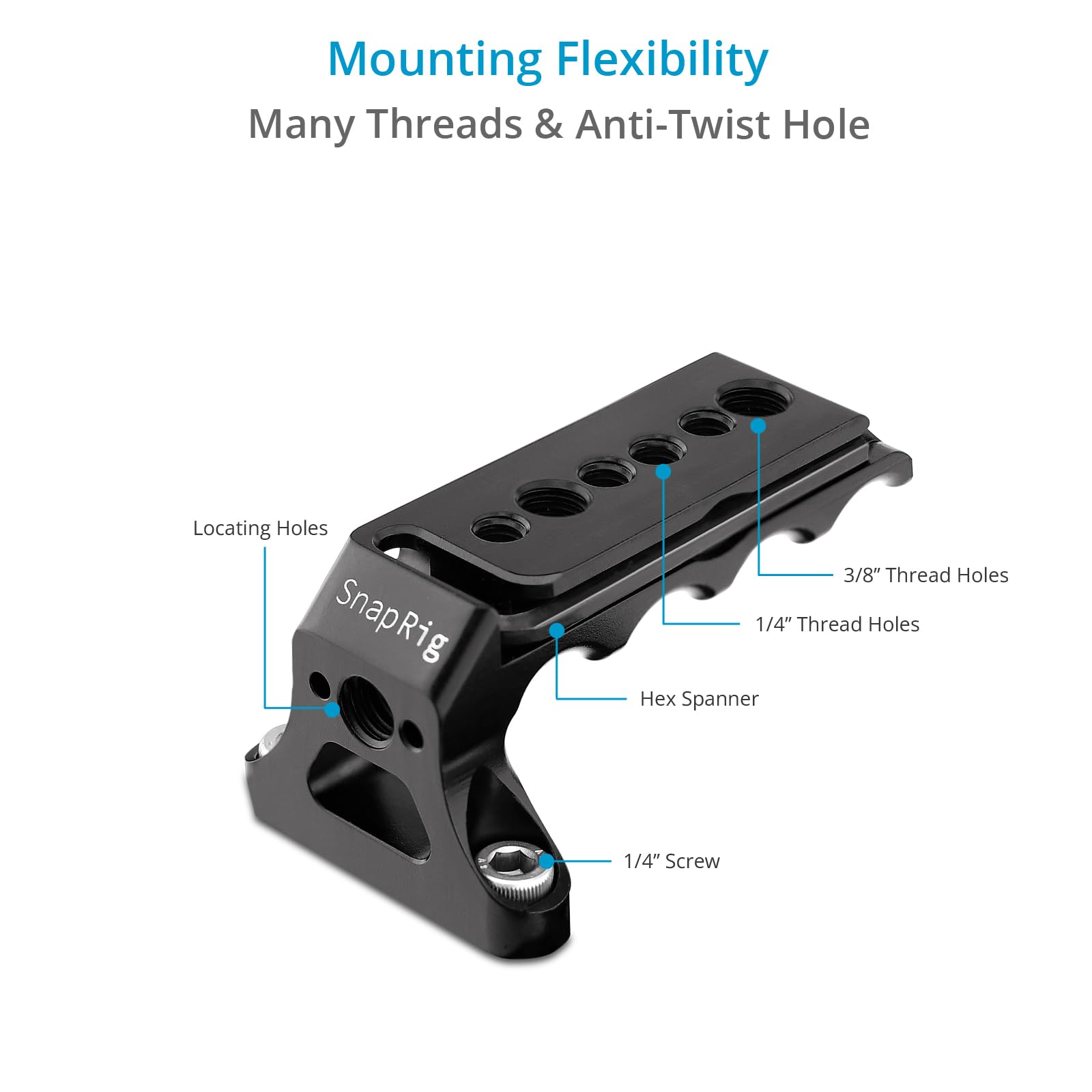 Proaim Snaprig Mini Top Handle For Small/Midsize Dslr Dslm Camera Rigs. Comfortable & Secure Grip. Comes With Anti-Twist Holes & Multiple Threads. (Mth-023)