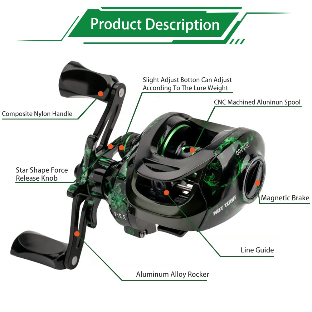 Yklp Fishing Baitcasting Reel, Baitcaster Fishing Reels With 18+1Bb Stainless Steel Ball Bearings,Magnetic Braking System For Fishing Saltwater Freshwater, Available In 7.1: 1
