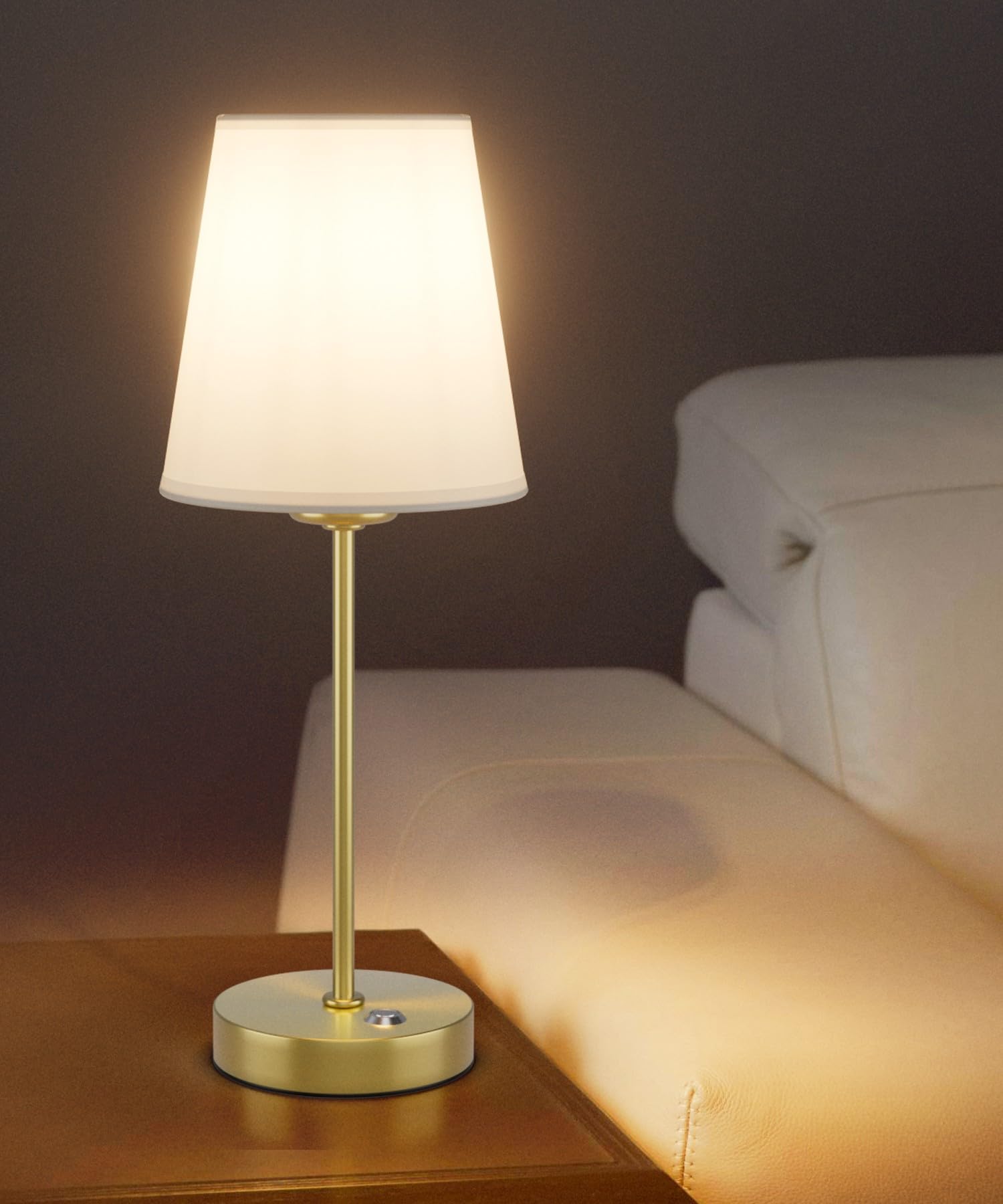 Irotine 1 Pack Gold Cordless Table Lamp Rechargeable Battery Powered 6000Mah Led Fabric Table Lamp With 6W Bulb And Dimmer,Dimmable Bedside Night Lamp,Patio Table Lamp,Ambient Light For Restaurant