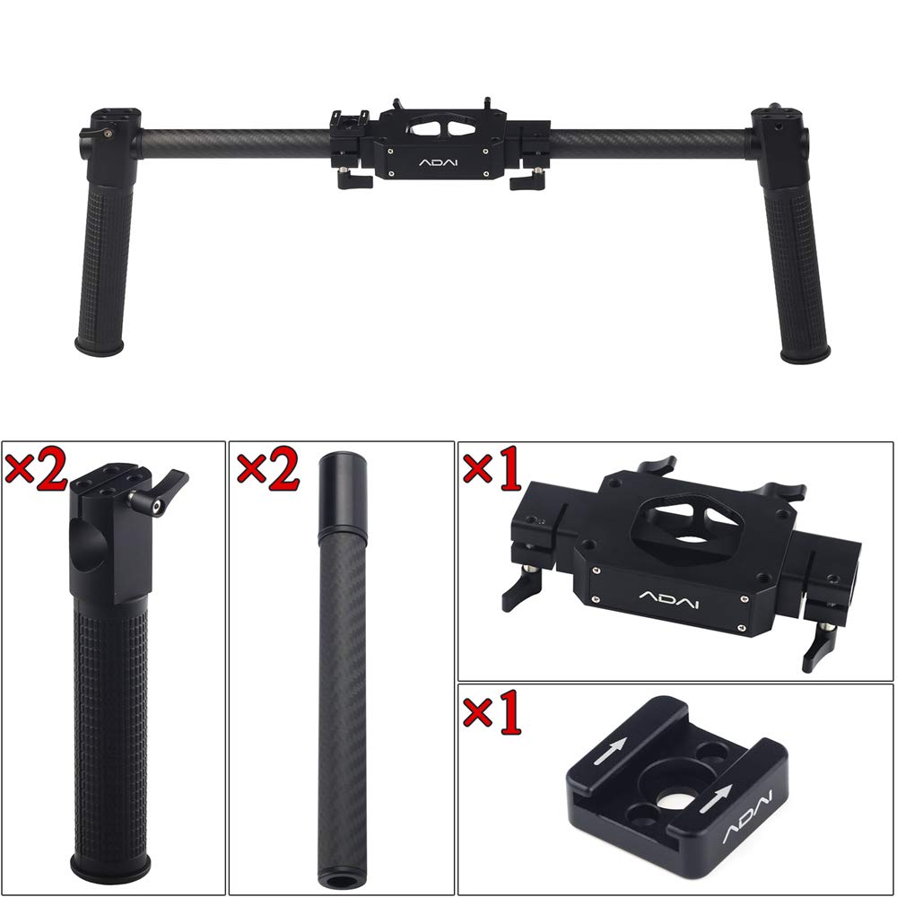 Adai Stabilizer Dual Handle Grip Gimbal Handheld For Zhiyun Crane 2, Plus, V2, M, Feiyu A1000, A2000, Gusen Moza Air Aircross - Black