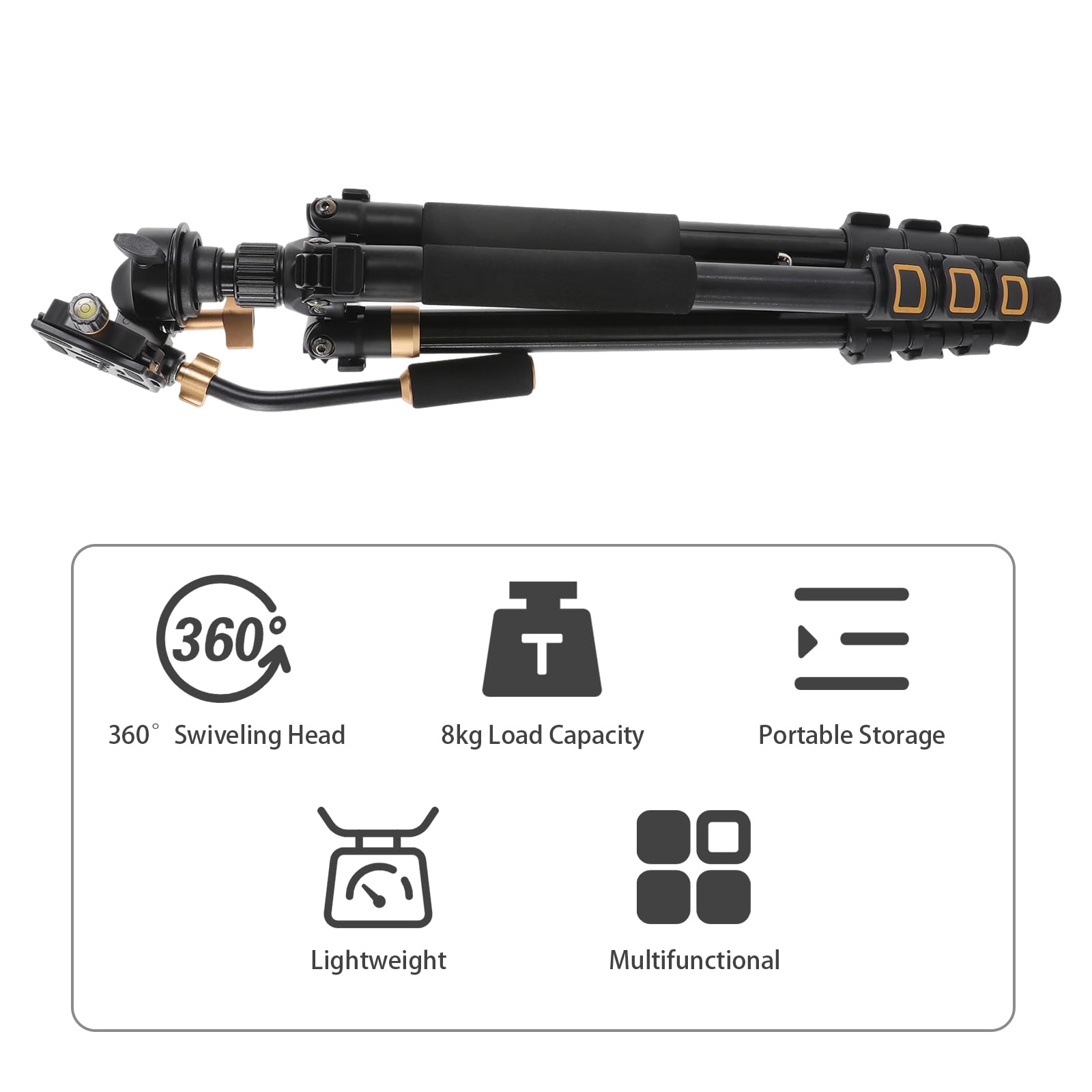 Moqnise 62.2In Tripod standing Photography Tripod With Head And Storage Bag, Camera Tripod For Indoor And Outdoor Shooting Of Magazines Promotional Photos And Work Videos