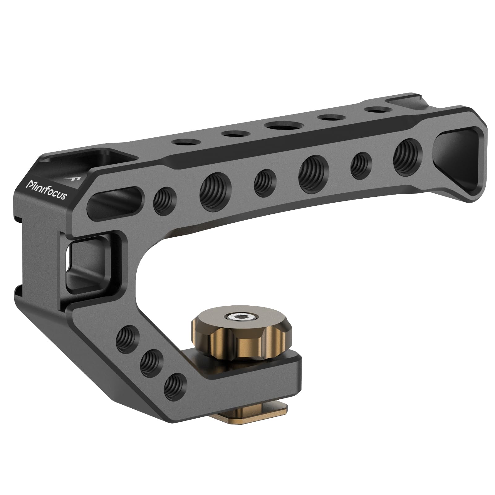 Minifocus Top Handle With Cold Shoe Mount, Lightweight Handle Grip For Camera Cage, Universal Camera Top Handgrip With 4 Cold Shoe And 1/4" & 3/8" Holes For Camera Cage, Microphone, Led Light, Monitor