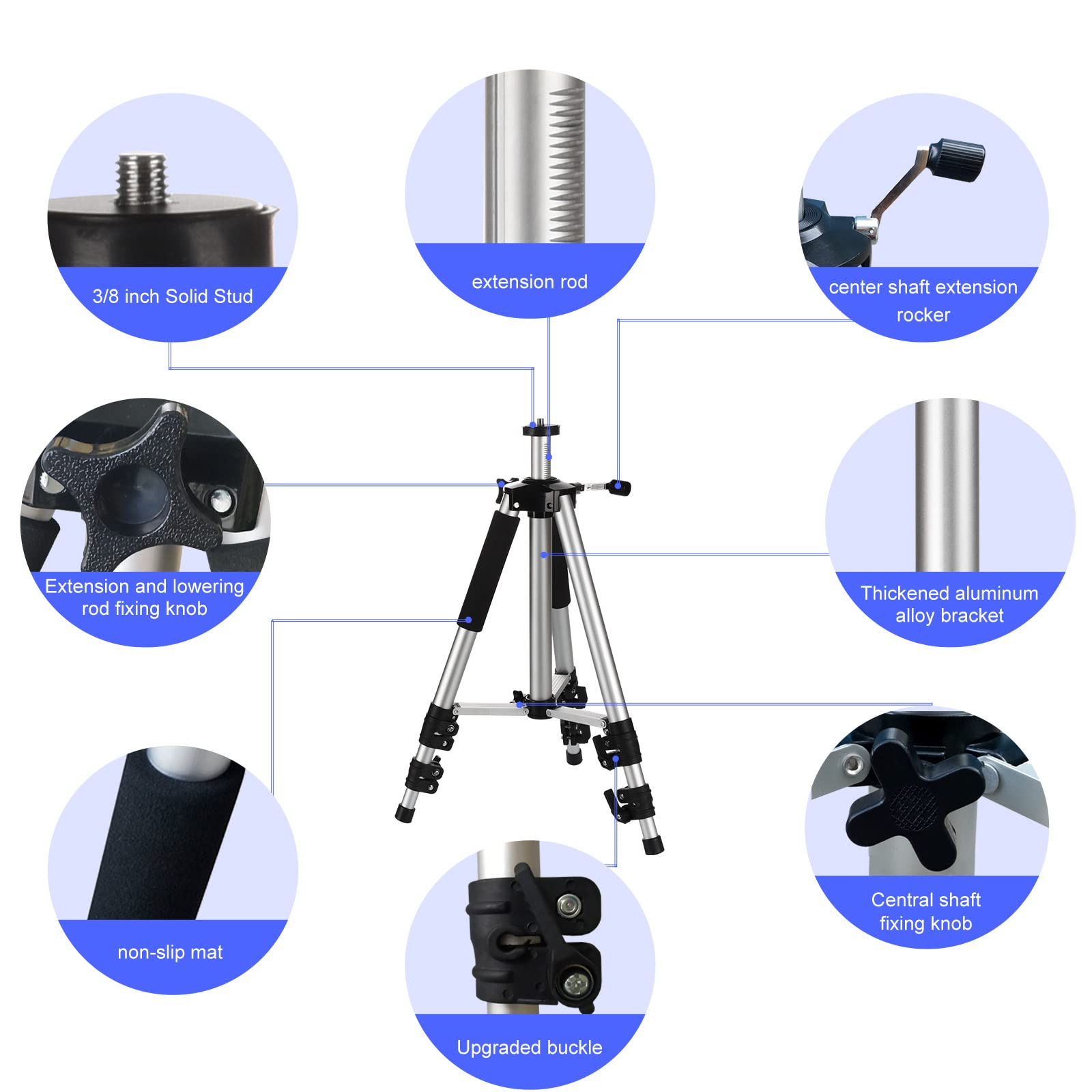 Skerell Projector Stand Tripod Adjustable: Universal Laptop Standing Height From 17" To 48" With Tray Ball Head Carry Bag For Computer Camera