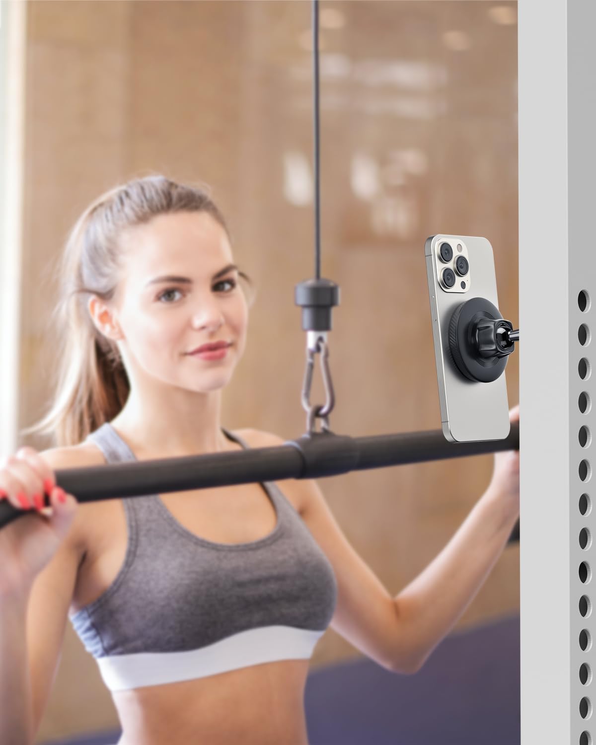 Apps2Car Magnetic Phone Holder For Gym, Alloy Base & Ball Joint, Attach To Metal Surfaces, Dual Magnetic Phone Mount For Magsafe Iphone 12-16 Series