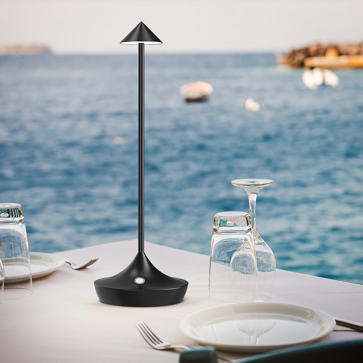 Bravzurg Cordless Table Lamps Rechargeable, 6000Mah Battery Operated Led Touch Desk Lamp Outdoor Waterproof Wireless Dimmable Modern Table Light For Dining Patio Restaurant Home Set Of 2 Black