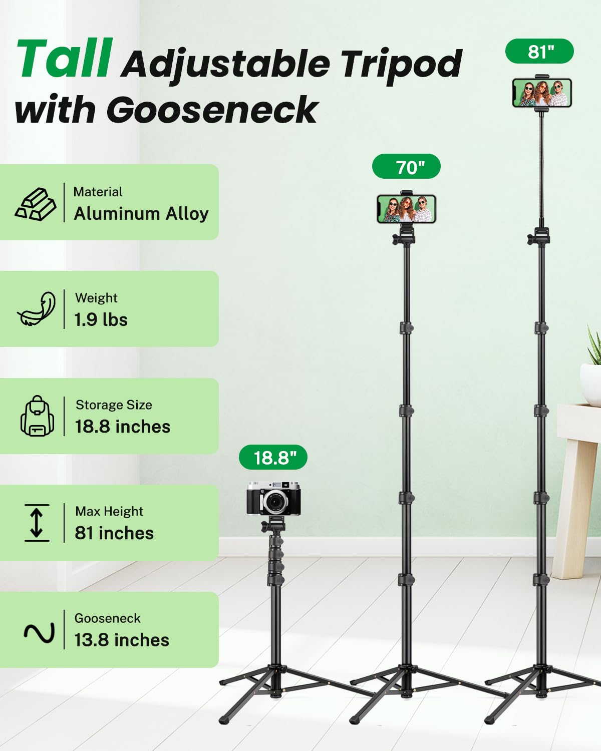 Victiv Camera Tripod And Gooseneck Phone Tripod