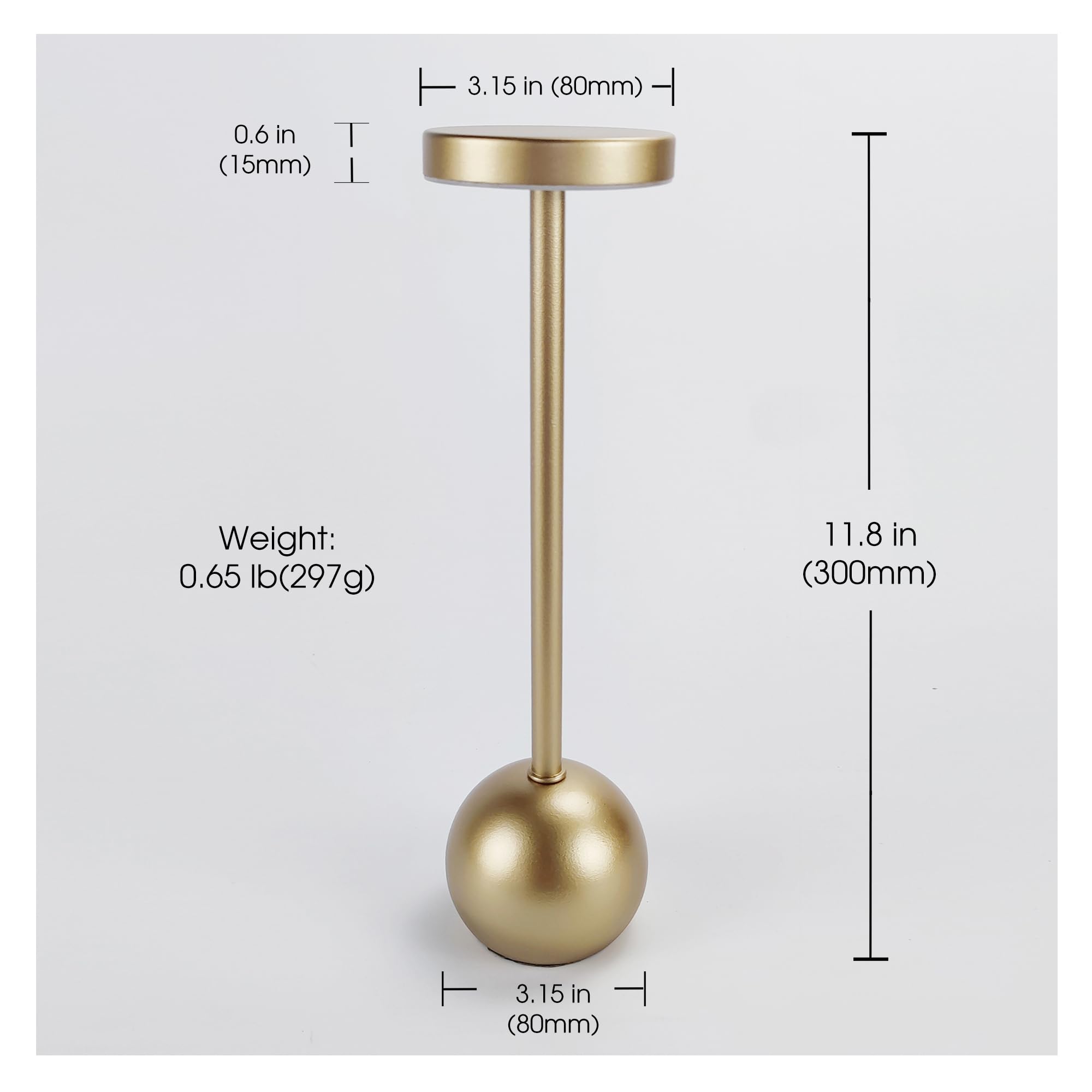 Oneskylumina Cordless Led Table Lamp, Rechargeable Table Lamp, Gold Portable Touch Control Desk Lamp For Bedroom Living Room (Gold)