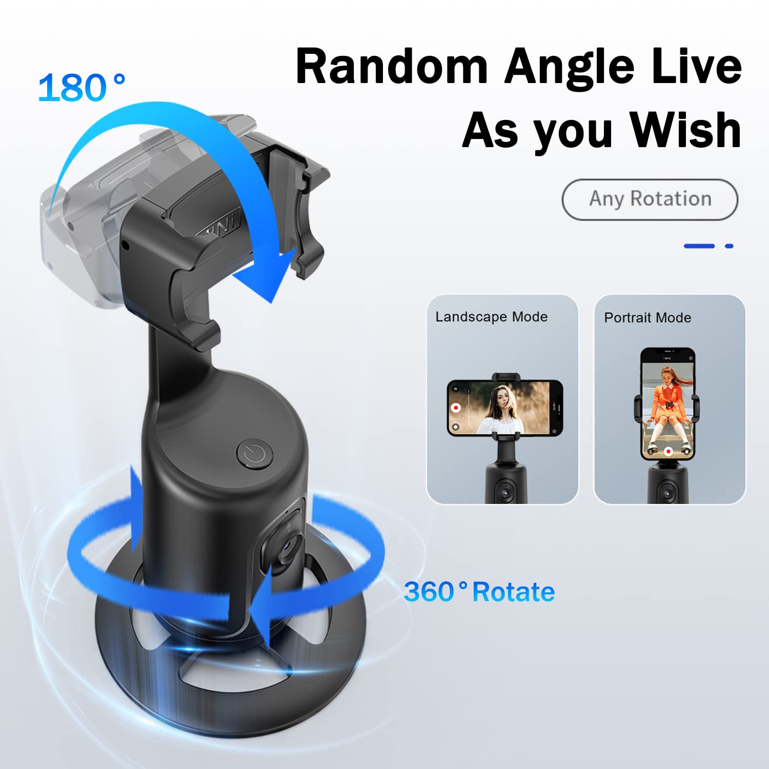 Korecase Auto Face Tracking Phone Holder With Remote,360°Rotation Following Face Body Smart Shooting Tracking Tripod Phone Camera Mount For Live Vlog,Tiktok,Rechargeable Battery,No App,Black