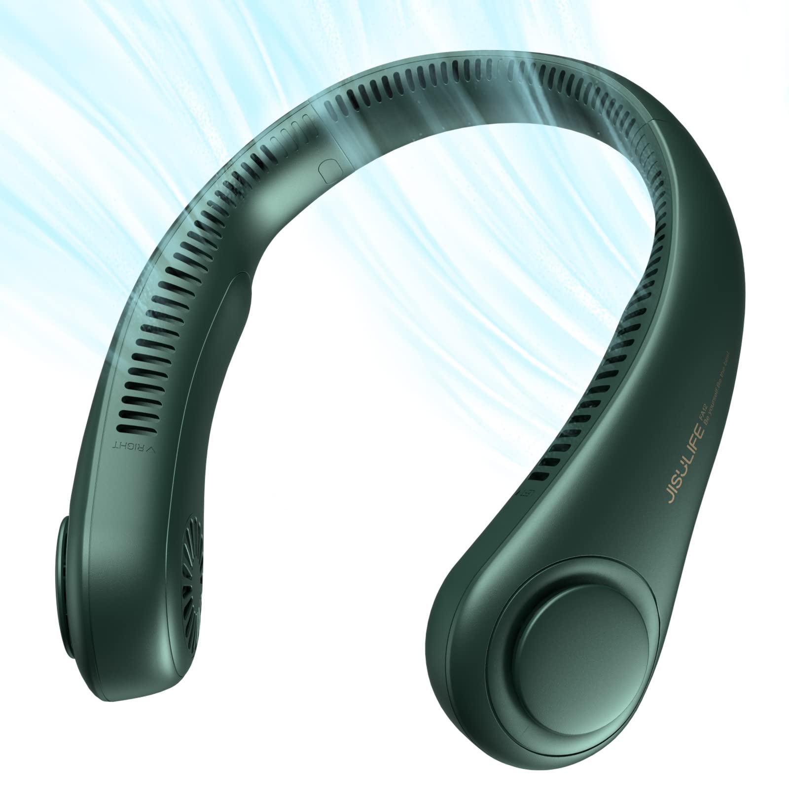 Jisulife Portable Neck Fan, Hands Free Bladeless Fan, 5 Speeds, 4000 Mah Battery Operated Wearable - Koospark