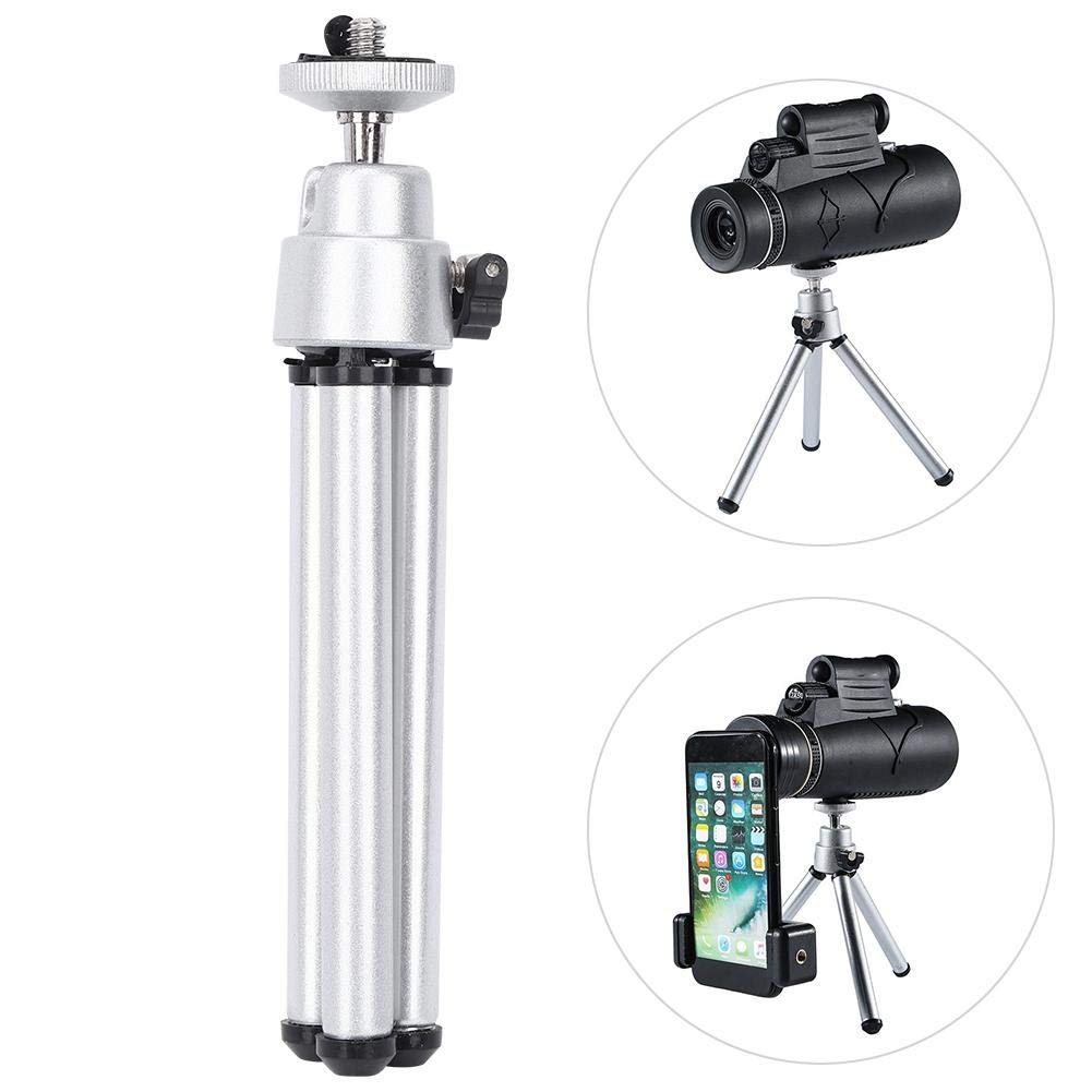 Alomejor 3Pcs Telescope Tripod Aluminium Alloy Silver Stoving Varnish Lightweight Mini Foldable Pocket Telescope Tripod