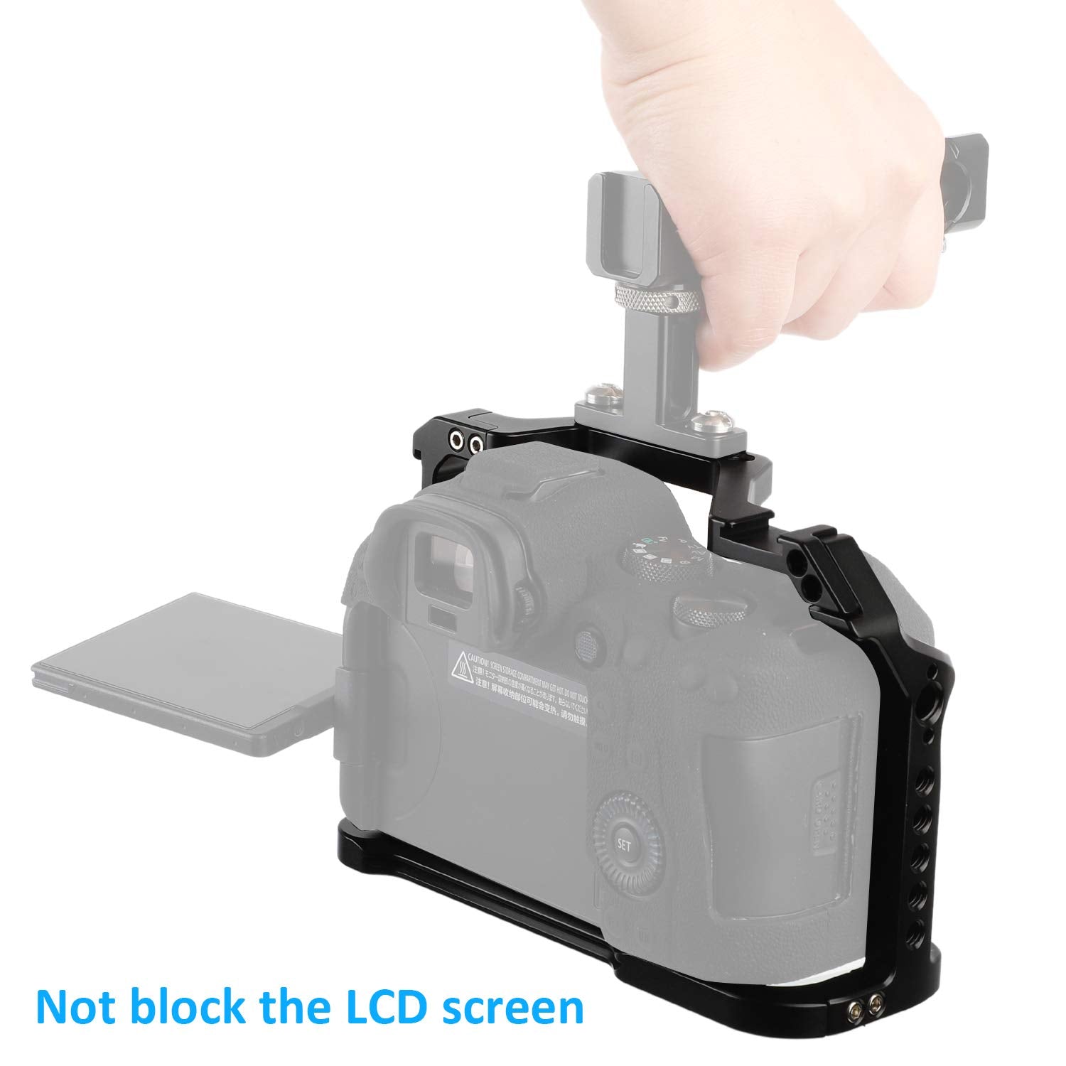 Easy Hood Camera Cage For Canon Eos R6 R5 Mirrorless Camera, Vlogging Video Shooting Filmmaking Rig Stabilizer With Dual Cold Shoe, 1/4" Mounting Points And 3/8" Arri Locating Hole