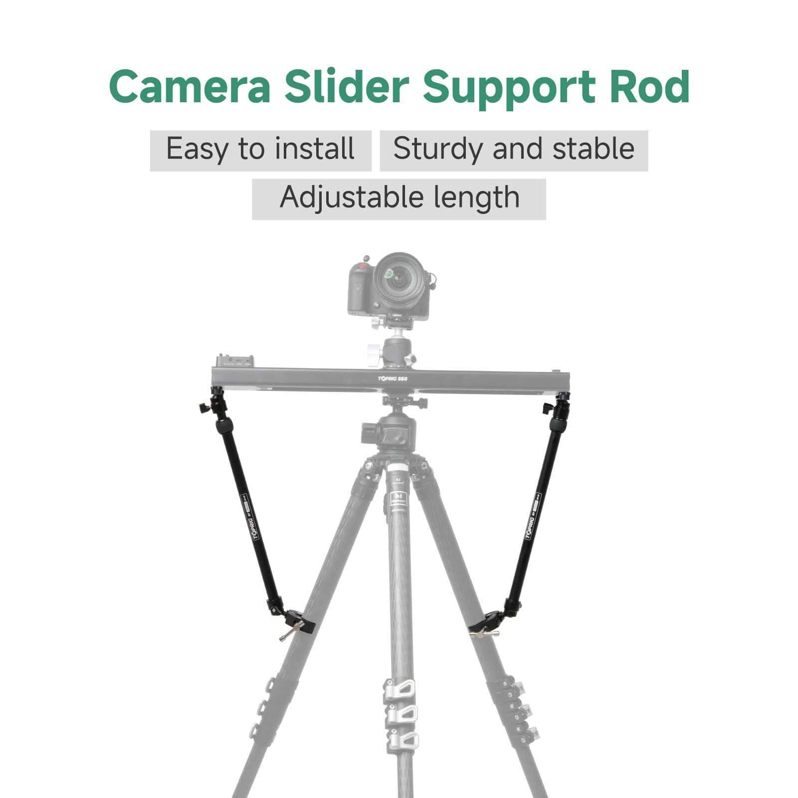 Toprig Accsoon Camera Slider Support Arm Stabilizer, Adjustable Tripod Stability Arm For Increasing Stability With C Clamps, 360 Degrees Rotation Compatible With S60 Camera Slider (2-Pack)