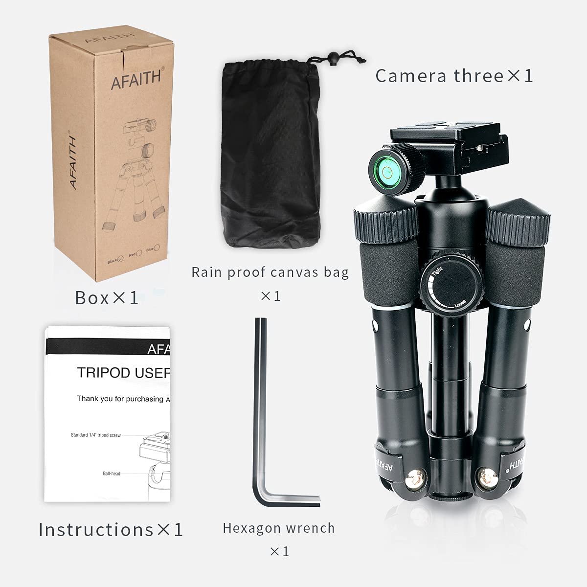 Afaith 20 Inches Portable Tabletop Camera Tripod, Mini Desktop Compact Tripod With Ballhead & 1/4 Inches Quick Release Plate For Dslr Camera