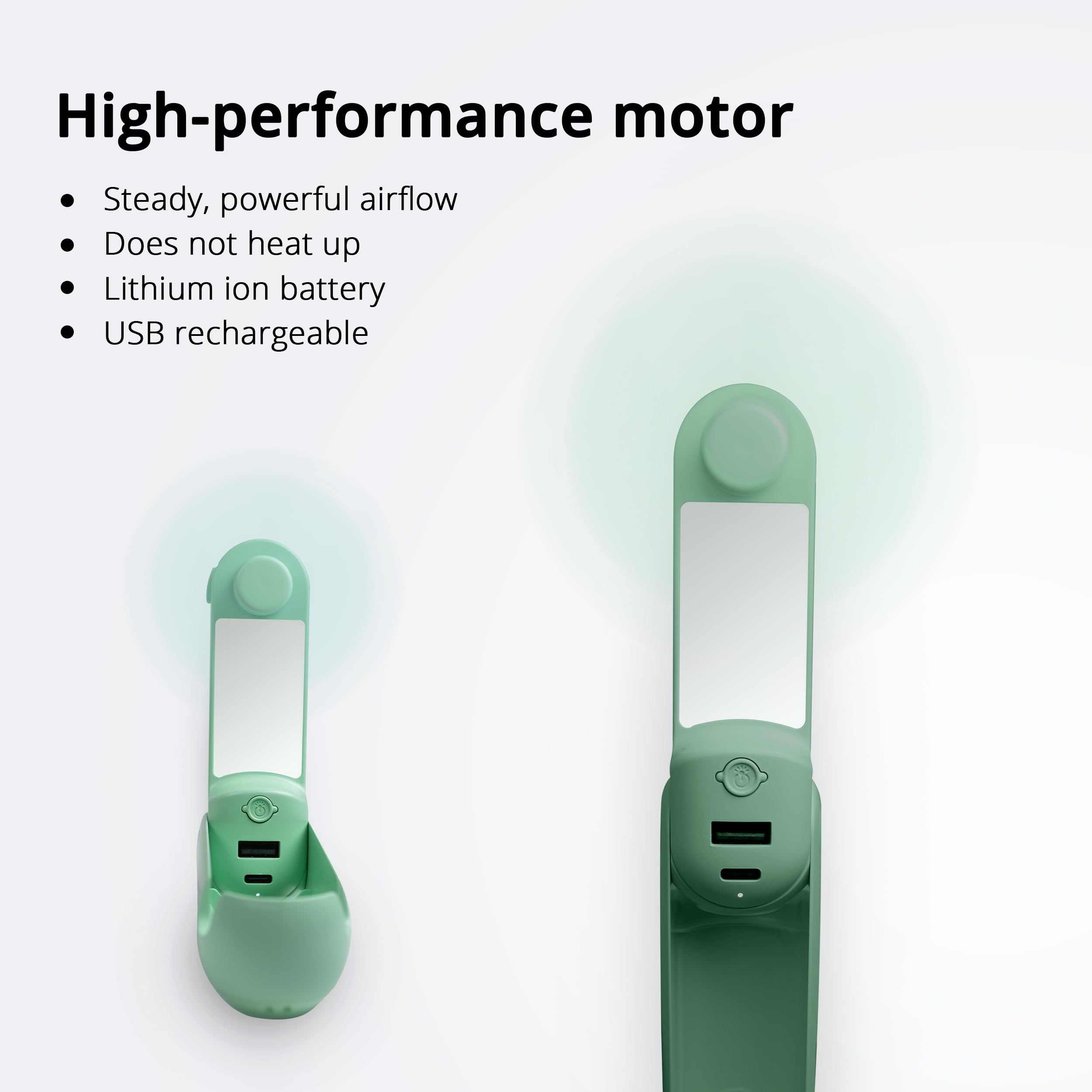 Handheld Mini Fan - 5-In-1 Portable Usb Rechargeable Fan With Power Bank, Flashlight, Mirror & Phone