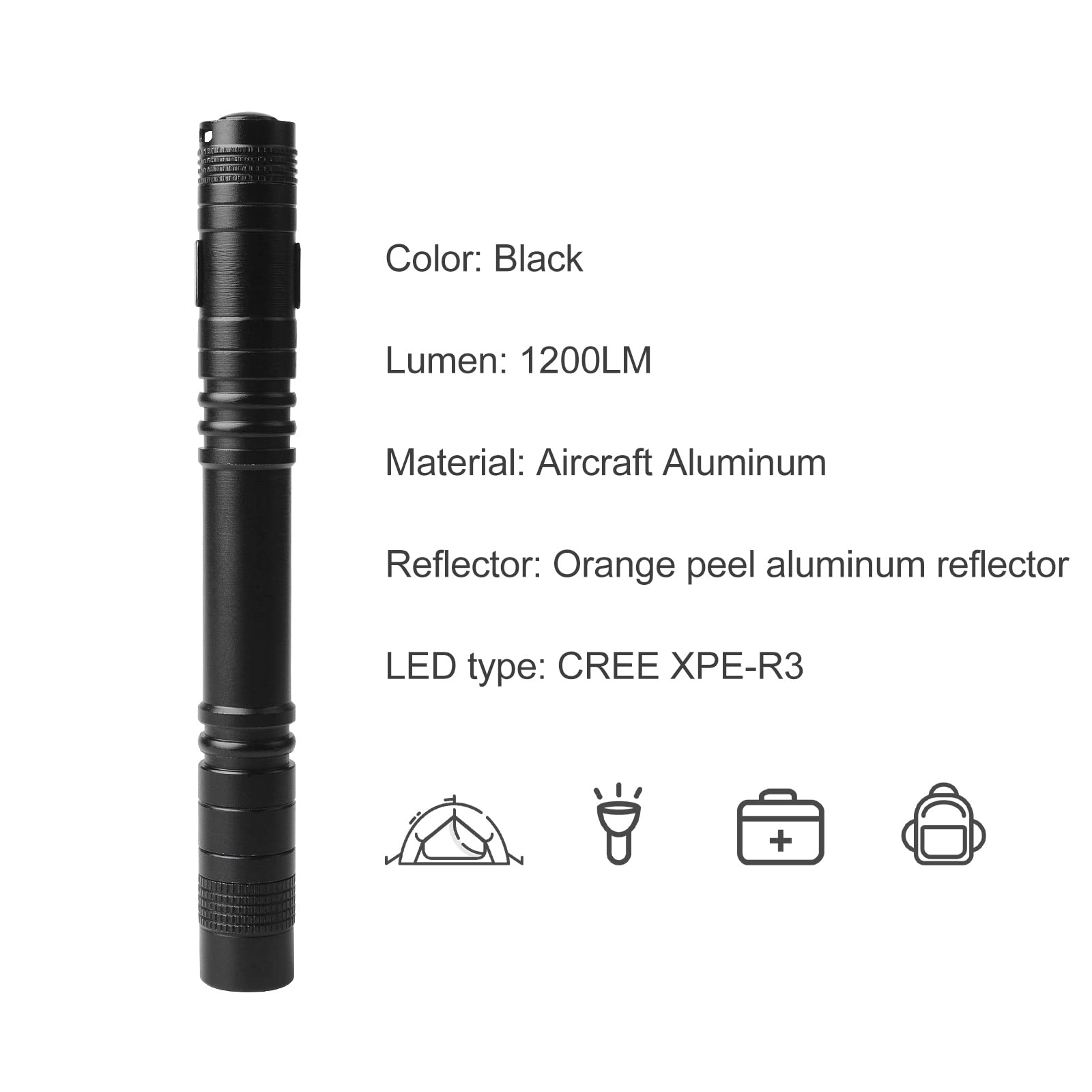 Waoniq Flashlight, 2 Pcs Mini Pen Led Lights, High Lumens, Pocket Size, Removable Clip, Wide Application, Batteries Not Included