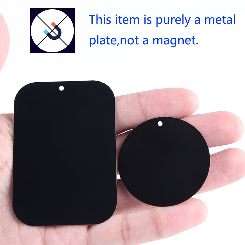 Dstelin Universal Metal Plate 8 Pack For Magnetic Phone Car Mount Holder Cradle With Adhesive (Compatible With Magnetic Mounts) - 4 Rectangle And 4 Round, Black