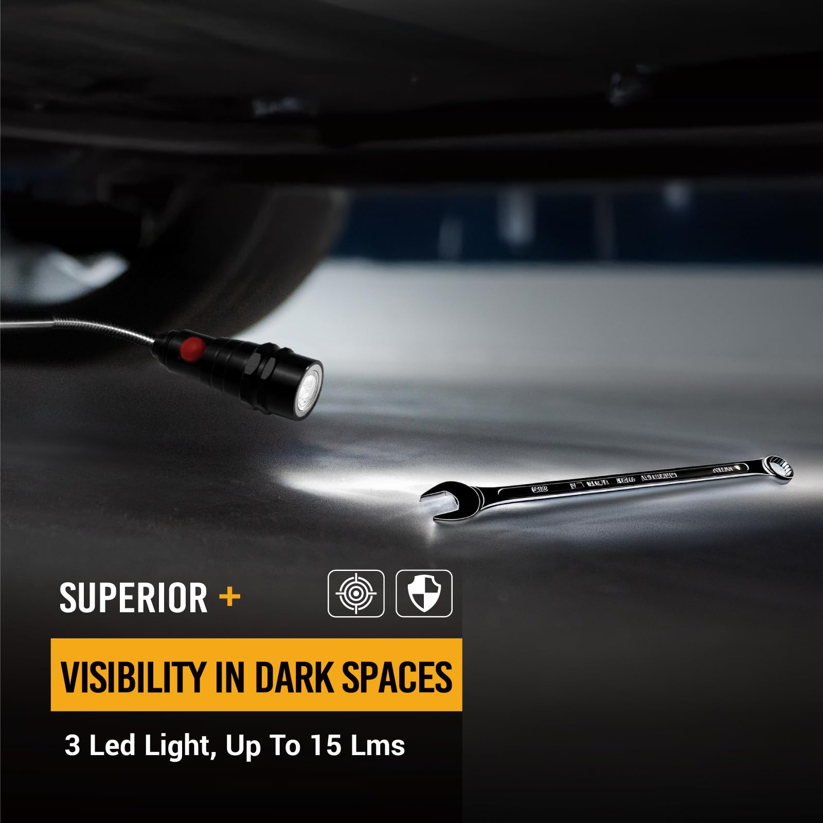 Ewk Dual-Head Magnetic Pick Up Tool With Led Light, Extendable Magnetic Flashlight
