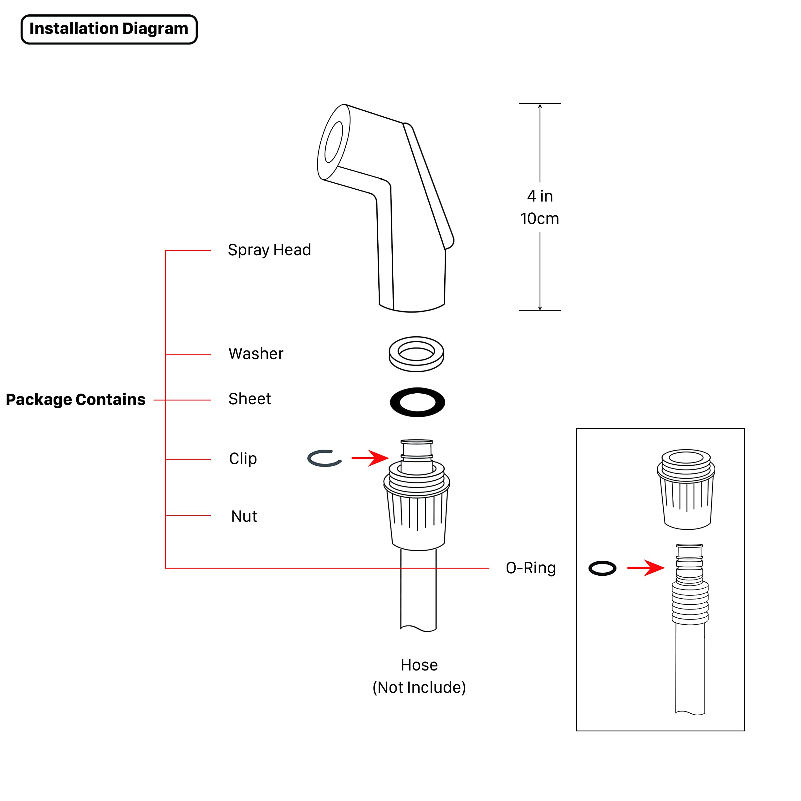 Awelife Universal Fit Sink Spray Attachment, Kitchen Side Sprayer Head, Pull Out Spray Head, Faucet Sprayer Replacement, Chrome