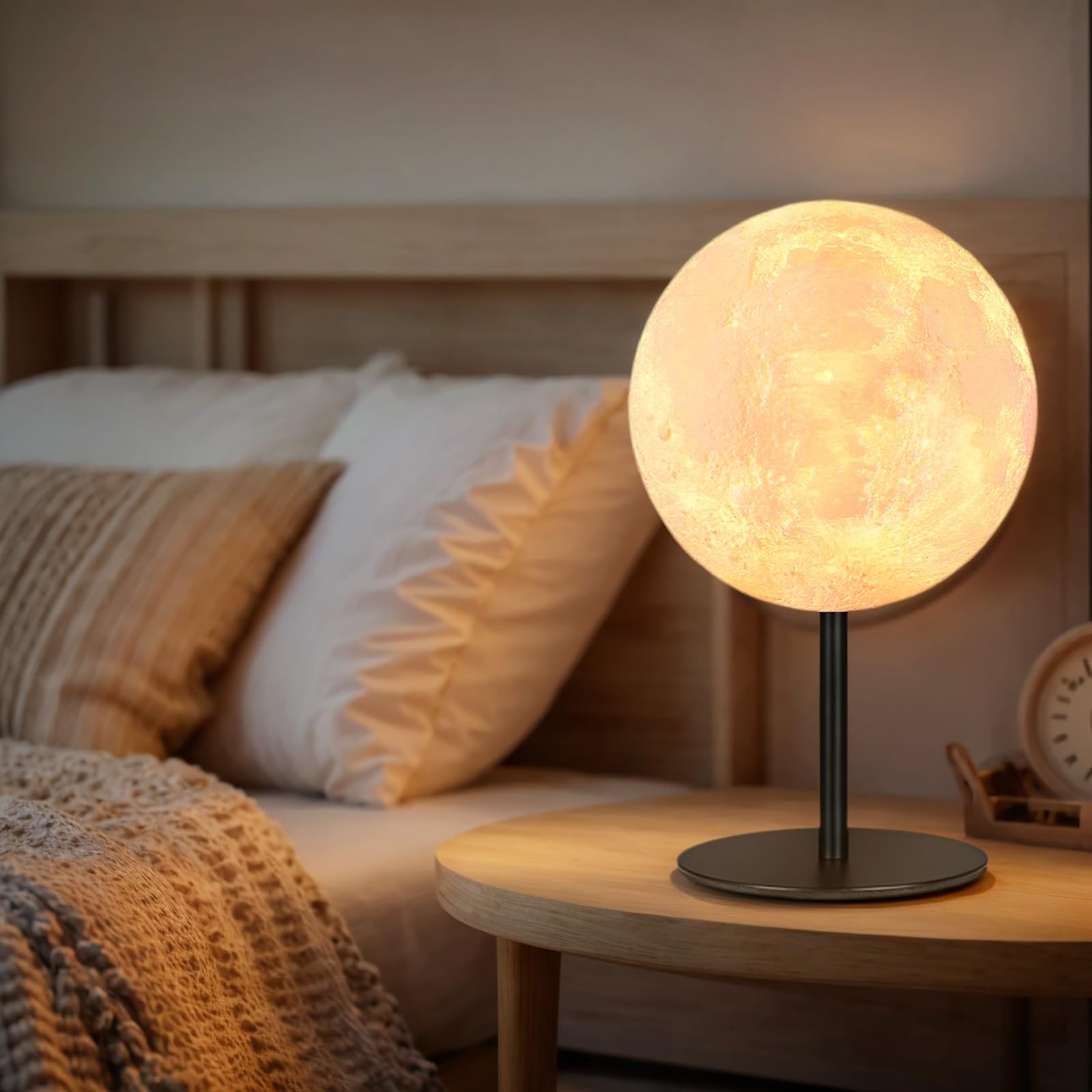 Ehobroc Moon Lamp Bedside Table Lamp, Dimmable Bedside Lamp With 30 Modes, Moon Night Light Small Table Lamp For Bedroom, Kids Room, Office, Desk Lamp Nightstand For Girls Boys Teen Women Birthday-2Pack