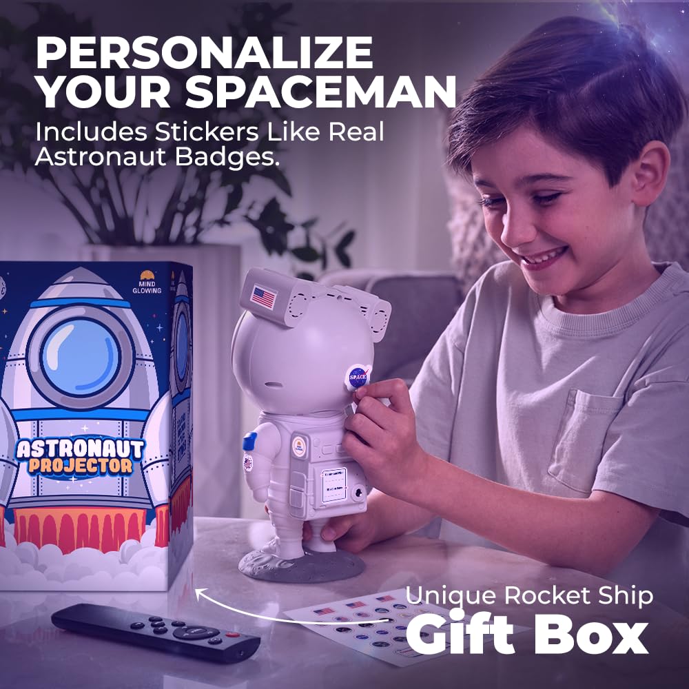 Mind-Glowing Astronaut Galaxy Projector - Spaceman Projector With Remote, Timer, Star & Nebula Modes - Dimmable Astronaut Night Light For Kids Space Decor - Cool Birthday  For Any Year Old Boys