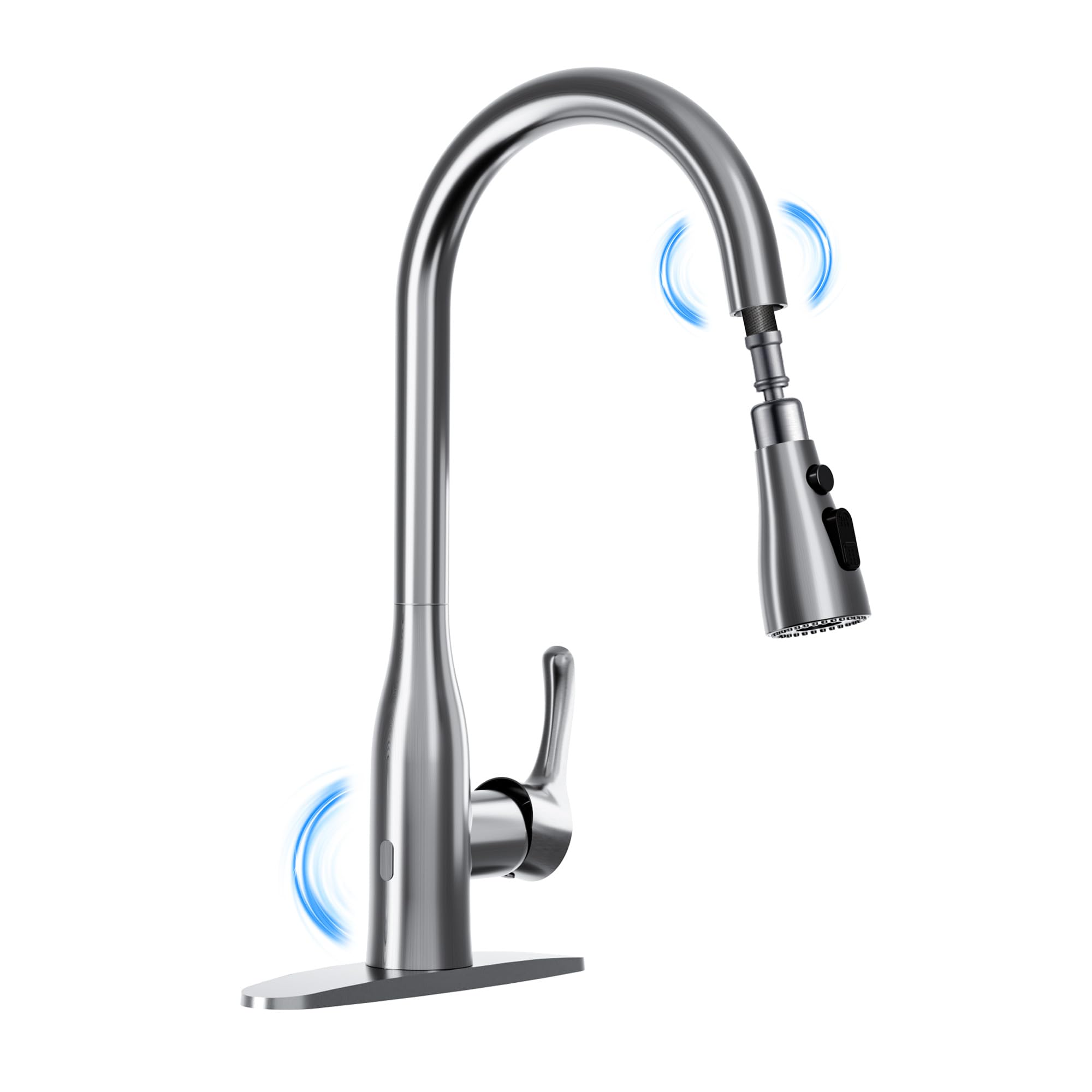 Garveetech Touchless Kitchen Faucet With Pull Down Sprayer, Dual Sensor Sink Faucets, Stainless Steel Single Handle Faucet For 1 Or 3 Hole, Suitable For Farmhouse Laundry Camper Rv Bar