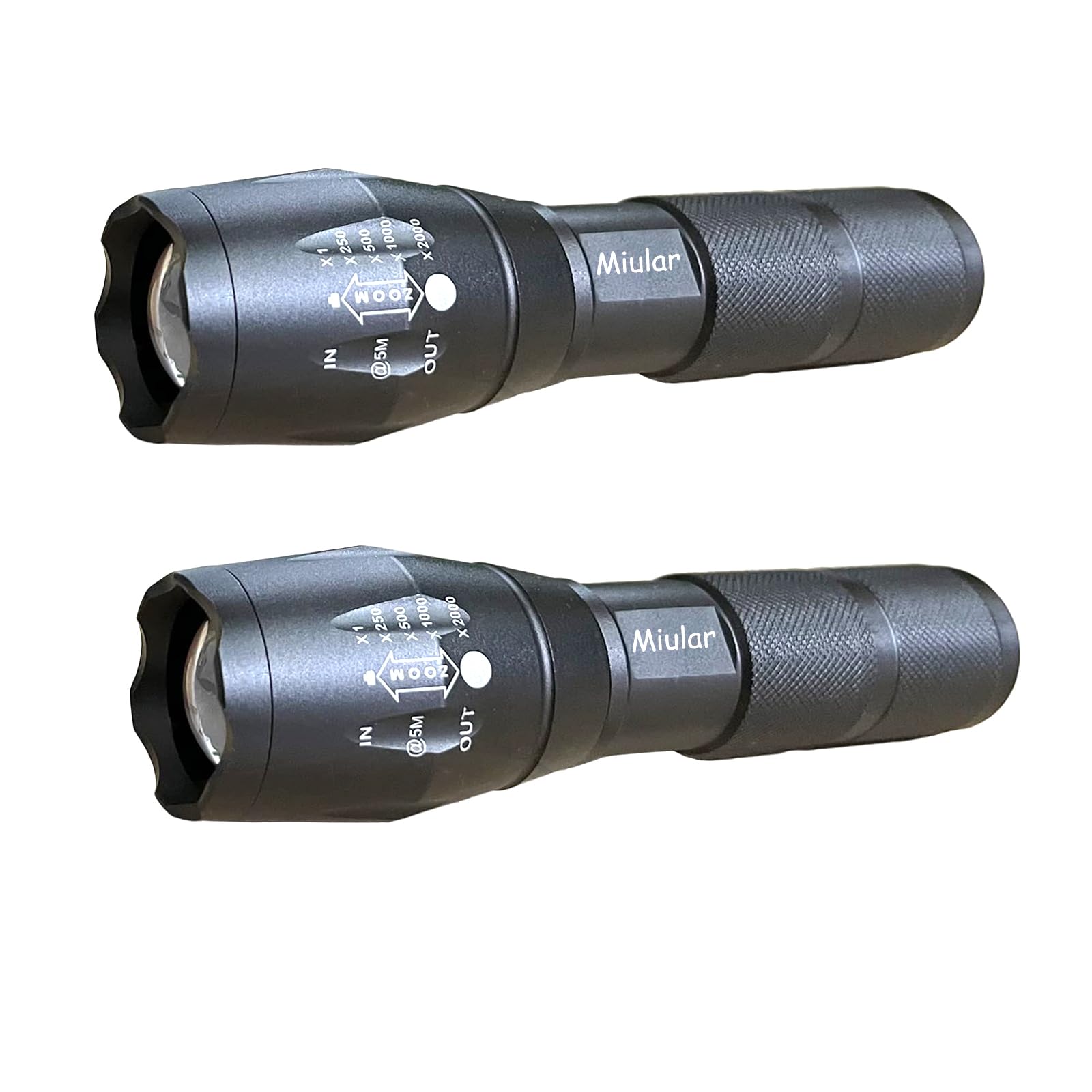 Miular Military Grade Flashlight 2000 Lumens Single Modes Led Tactical Torch Flashlights Everyday Flash Light (2-Pack)