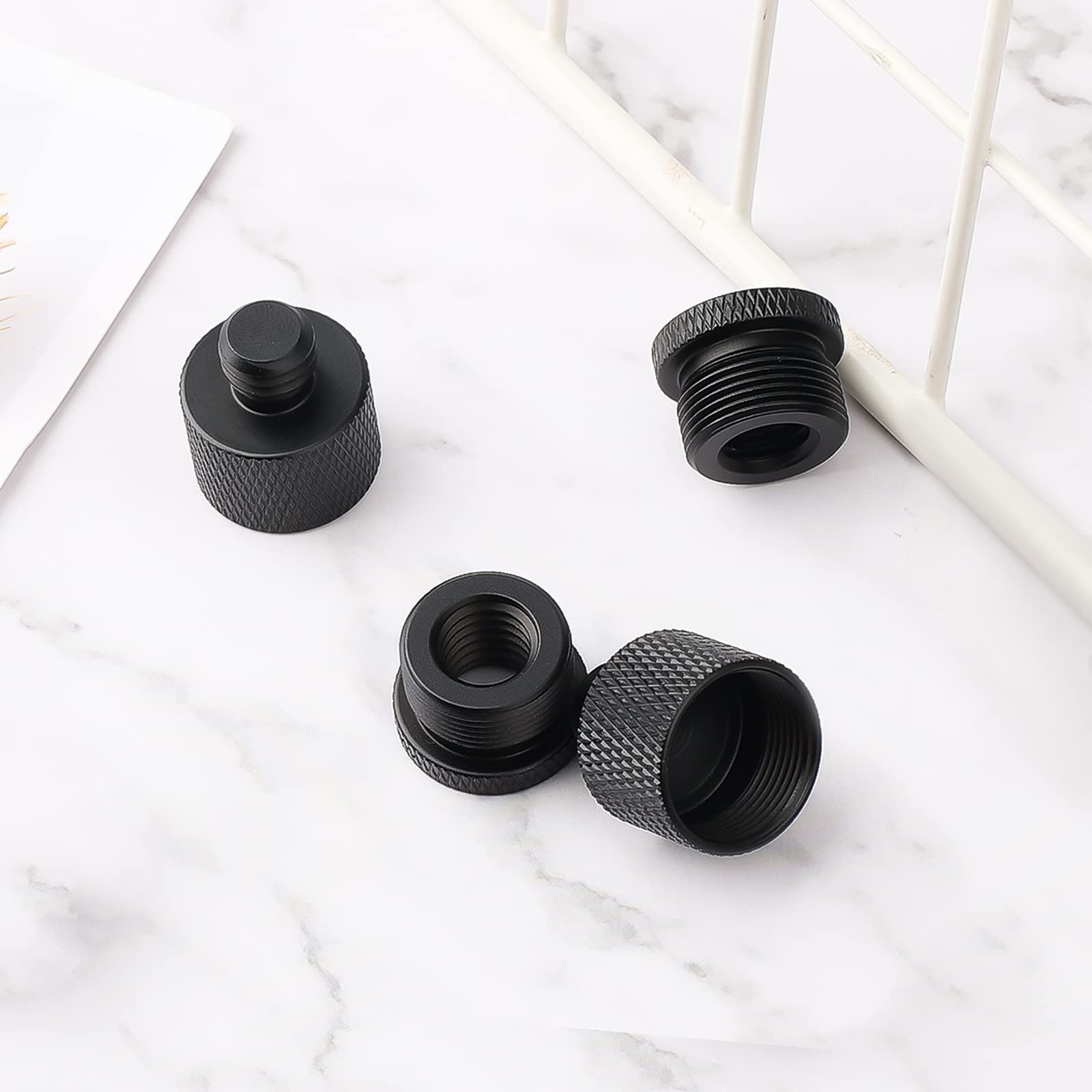 Savita 4Pcs Mic Stand Adapter, Mic Thread Adapter Kit 5/8 Female To 3/8 Male And 3/8 Female To 5/8 Male 5/8 Female To 1/4 Male And 1/4 Female To 5/8 Male Mic Stand Adapter For Camera Tripod Adapter