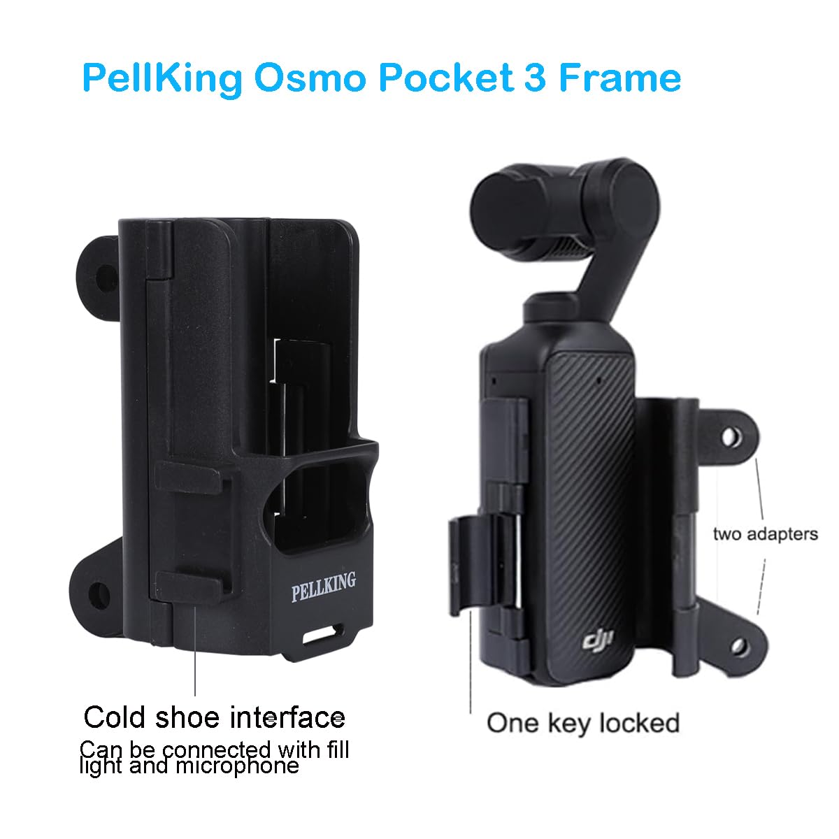 Pellking Monopod For Osmo Pocket 3,61"/155Cm Selfie Stick+Aluminium Alloy Tripod+Protective Cage Extension Adapter Frame