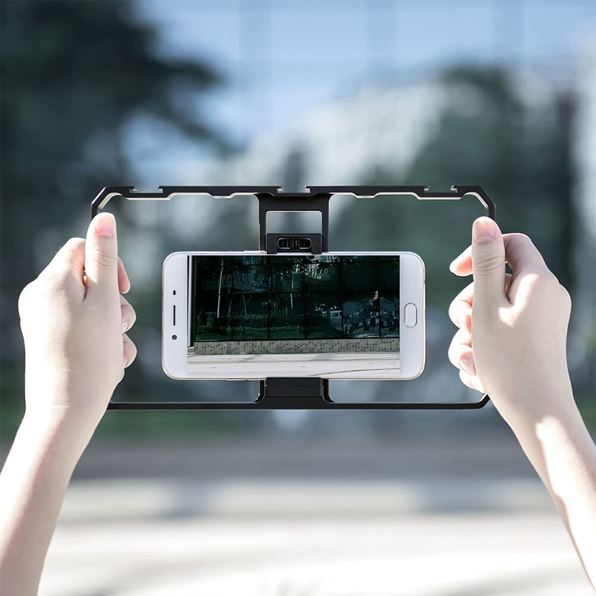 Supfoto Smartphone Video Rig Filmmaking Vlogging Smartphone Cage Aluminum Phone Video Stabilizer With Cold Shoe For Iphone Huawei Phone Photography, Film Making And Vlog