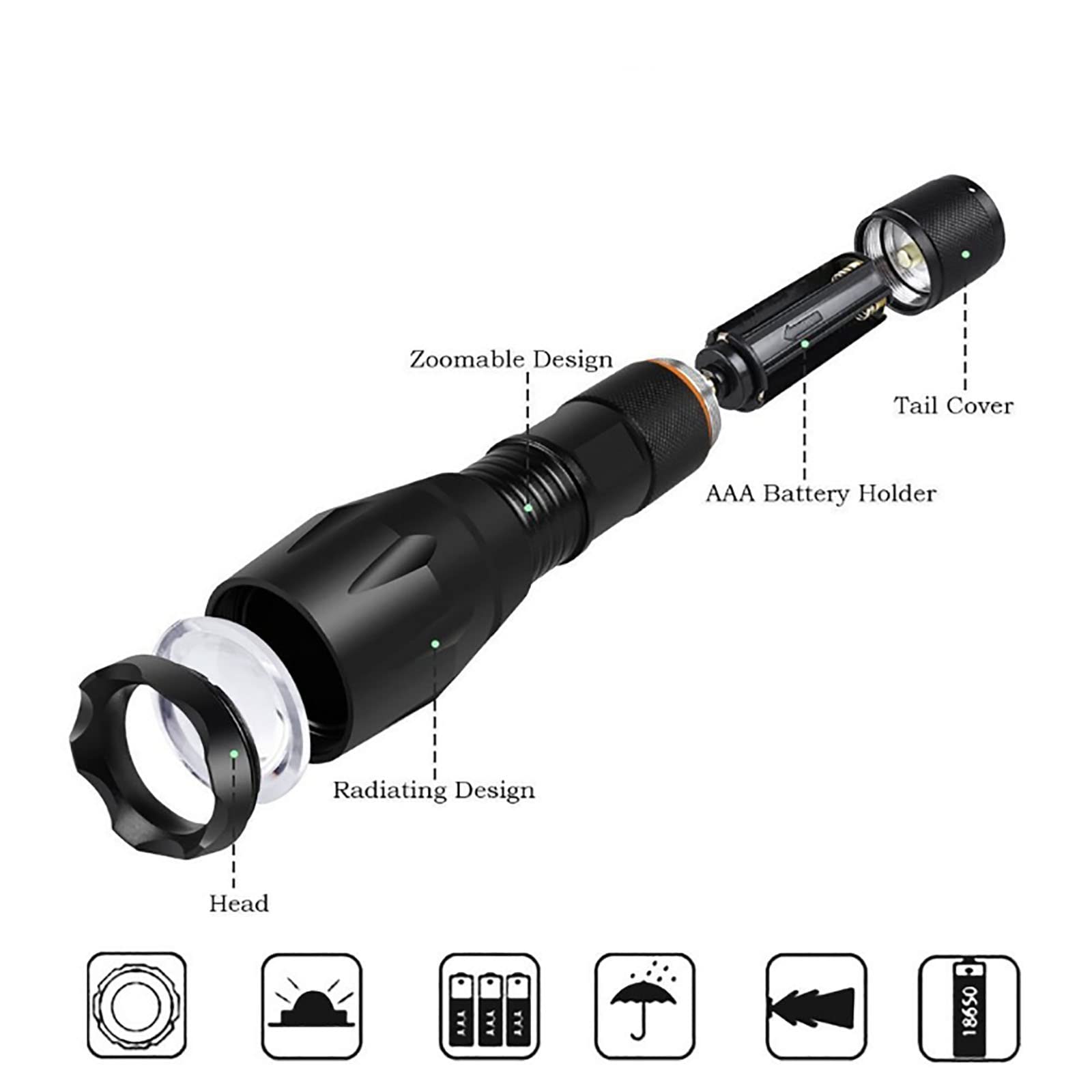 Graboyy Red Led Flashlight One Mode 350 Yard Red Light Handheld Flashlights Super Bright Tactical Flashlight With Zoomable Waterproof Hunting Torch Light For Astronomy Aviation Night Observation