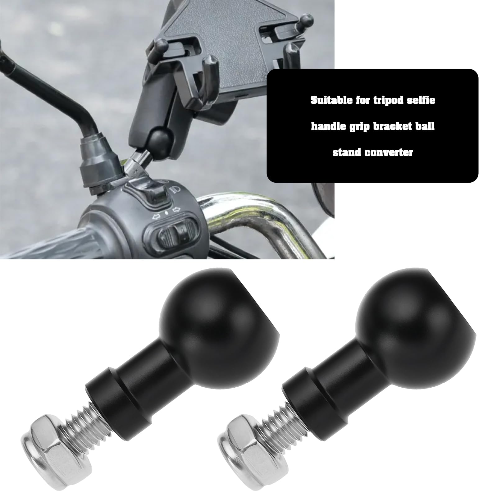 Micro Traders 2Pcs 17Mm Aluminum Ball Mount M6 Screw Adapter Expansion Mount Holder For Camera Tripod Selfie Handle Grip Stand Converter