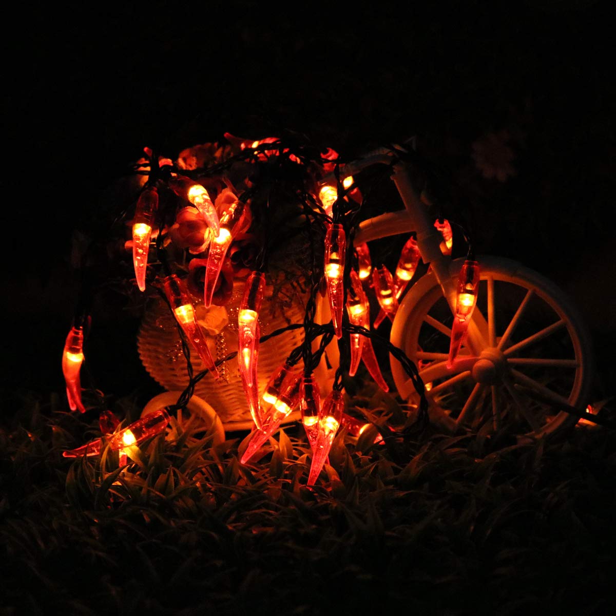 Dreamworth Solar Chili String Lights, 30 Led Chili Shape Fairy Lights For Wedding, Chinese Year, Spring Festival, Party Decoration, Christmas
